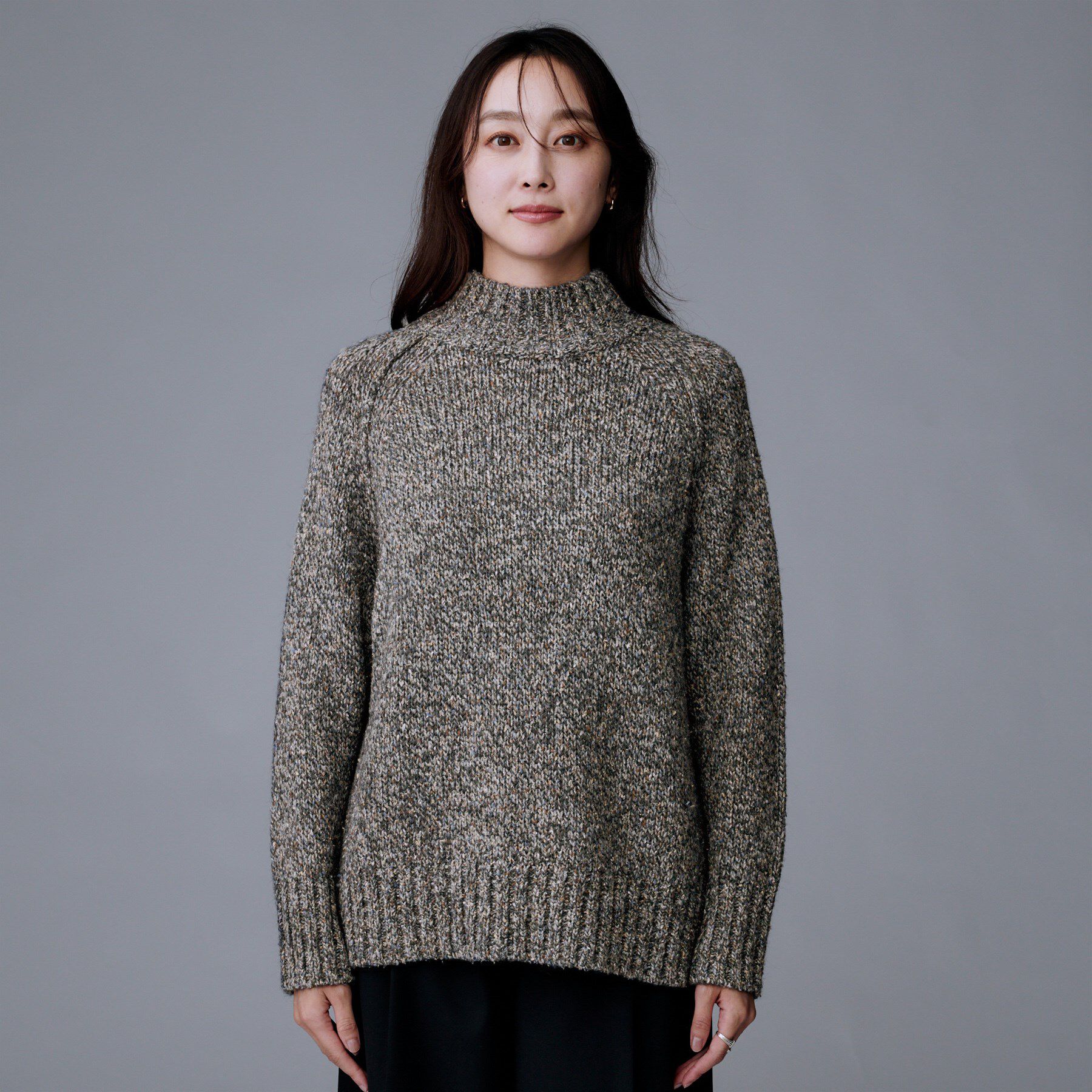 UNTITLED「【ゆったりサイズ】シルクネップ　ボトルネックニット」|ニット・セーター|