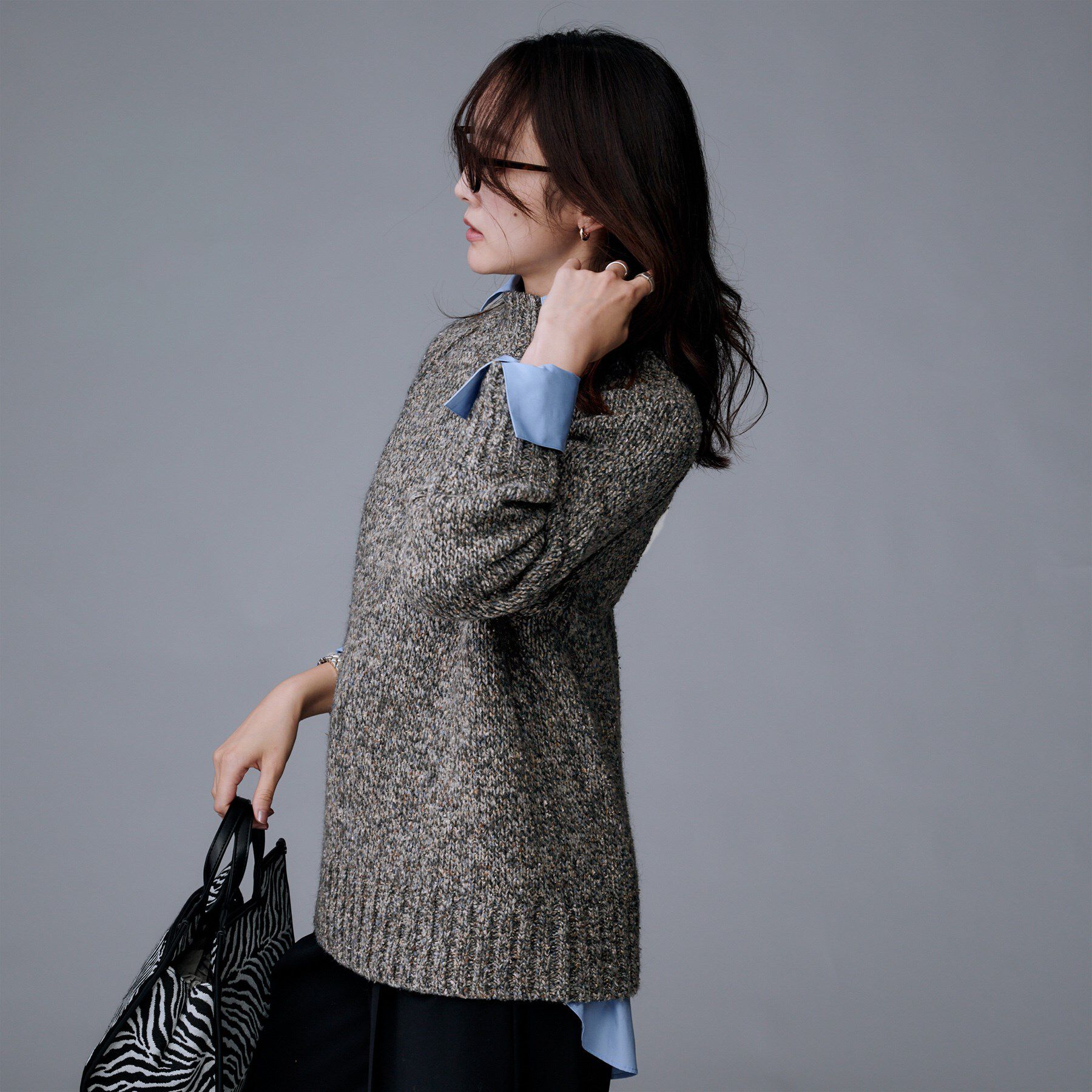 UNTITLED「【ゆったりサイズ】シルクネップ　ボトルネックニット」|ニット・セーター|