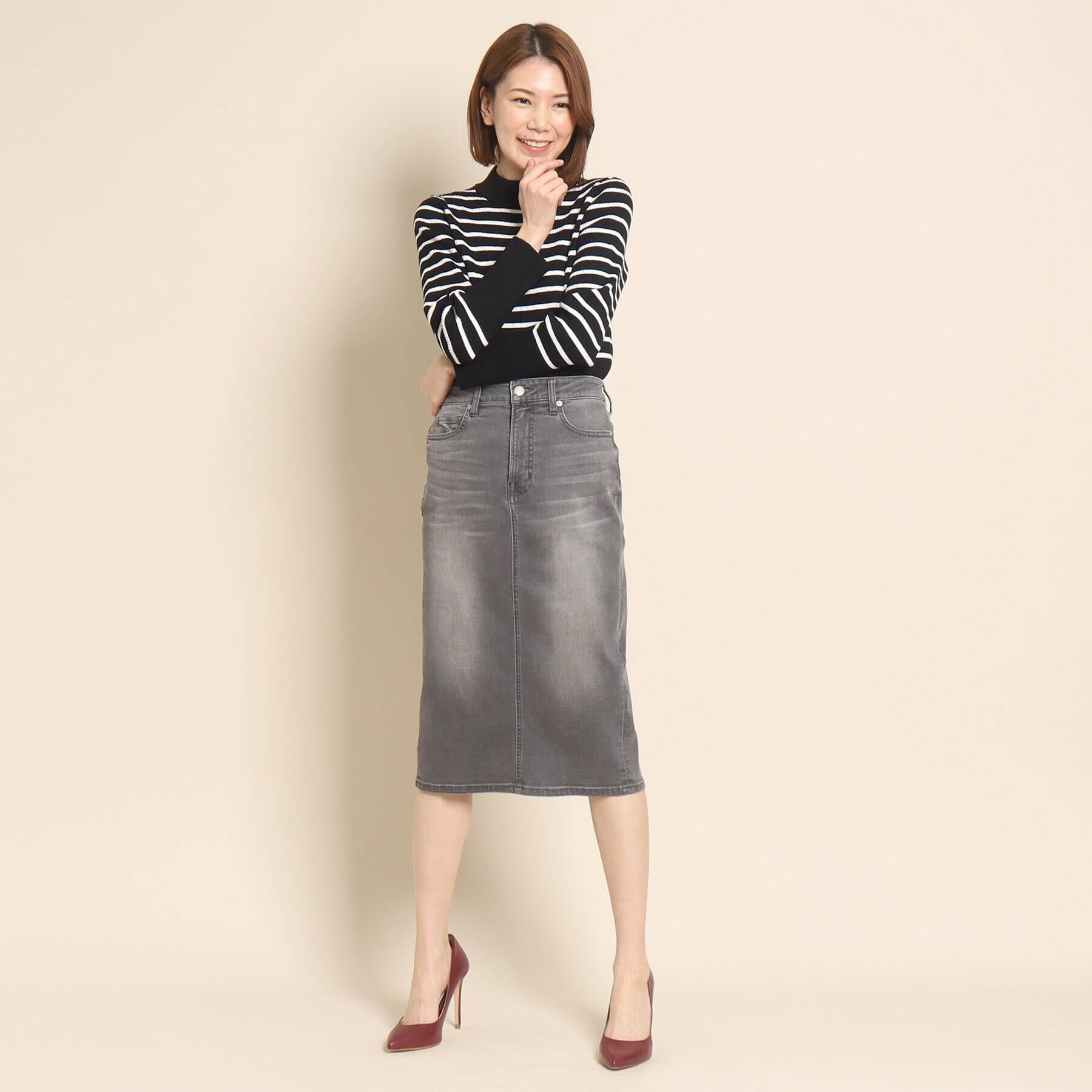 COUP DE CHANCE「【洗える】ハイウエストデニムタイトスカート」|スカート|