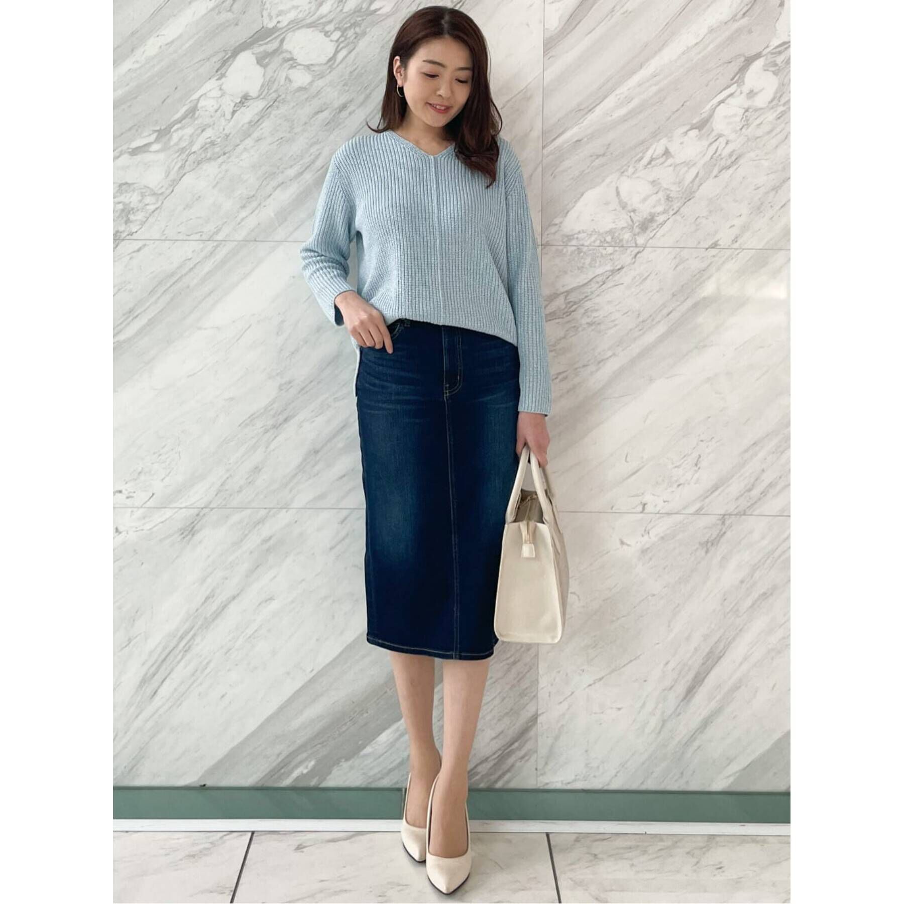 COUP DE CHANCE「【洗える】ハイウエストデニムタイトスカート」|スカート|