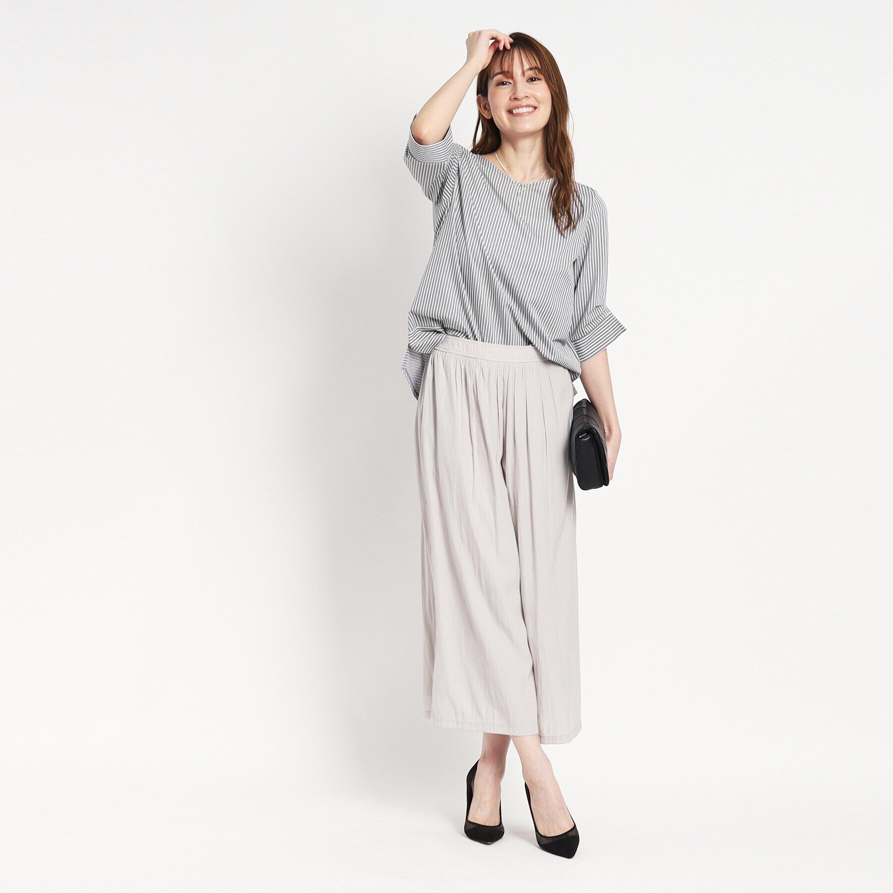 COUP DE CHANCE「【洗える／日本製】ストライプ柄プルオーバージャージ」|Tシャツ・カットソー|