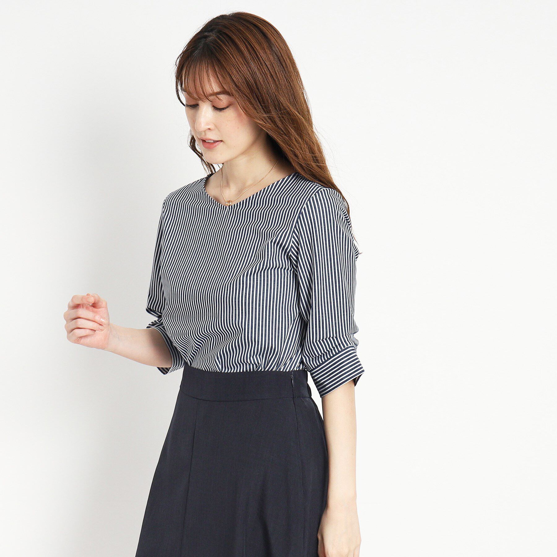 COUP DE CHANCE「【洗える／日本製】ストライプ柄プルオーバージャージ」|Tシャツ・カットソー|