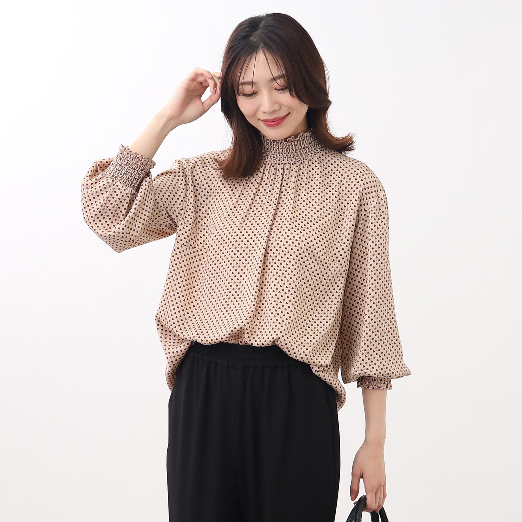 Reflect「【人気！着映えブラウス！洗える】コツキ柄プリントブラウス」|シャツ・ブラウス|