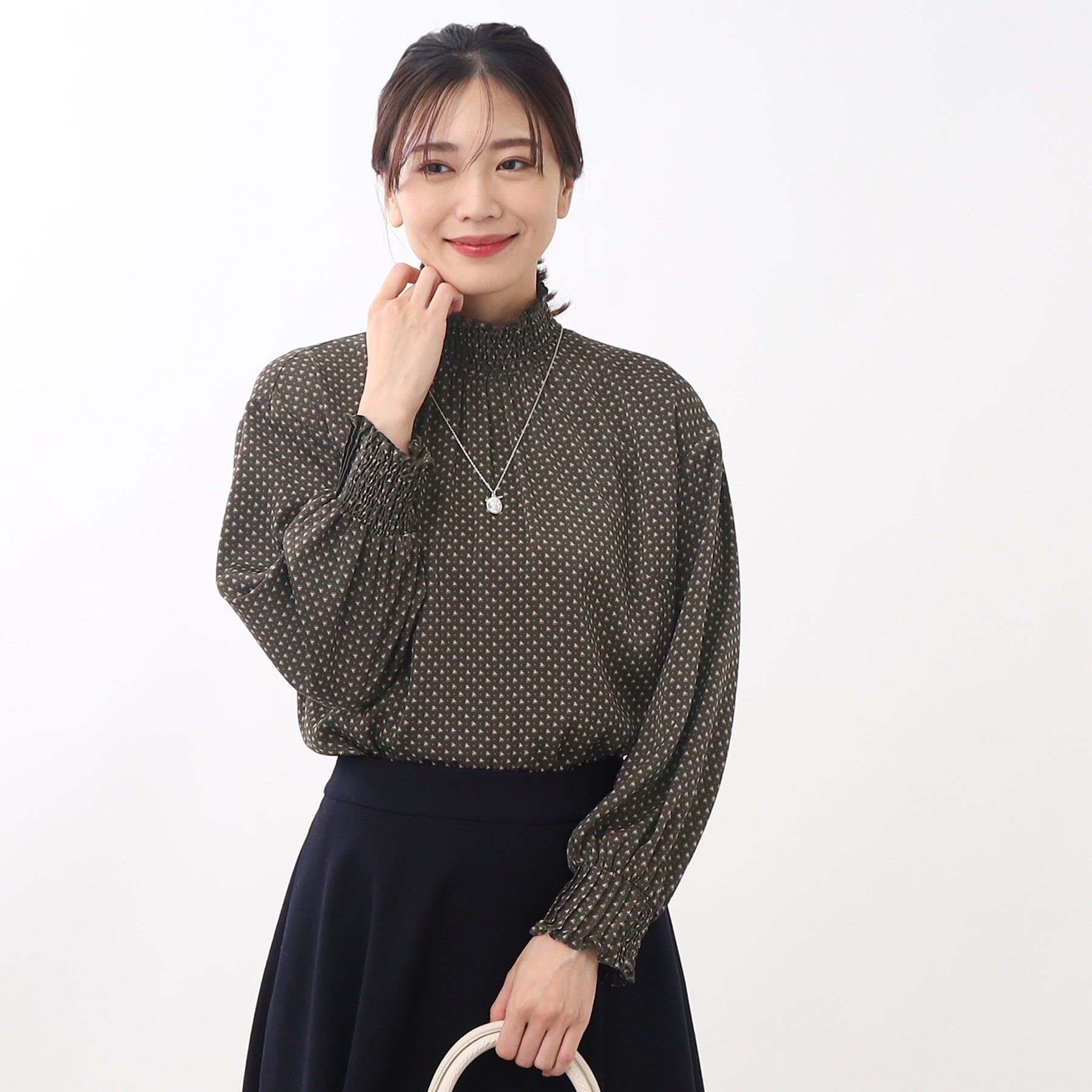 Reflect「【人気！着映えブラウス！洗える】コツキ柄プリントブラウス」|シャツ・ブラウス|