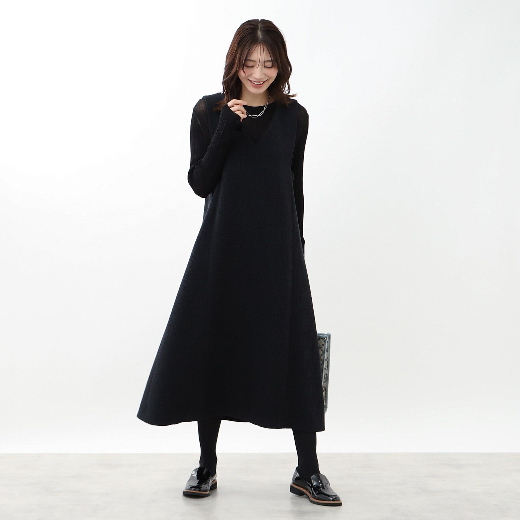 Reflect「【手洗い可】Aラインフレアジャンパードレス」|ワンピース|