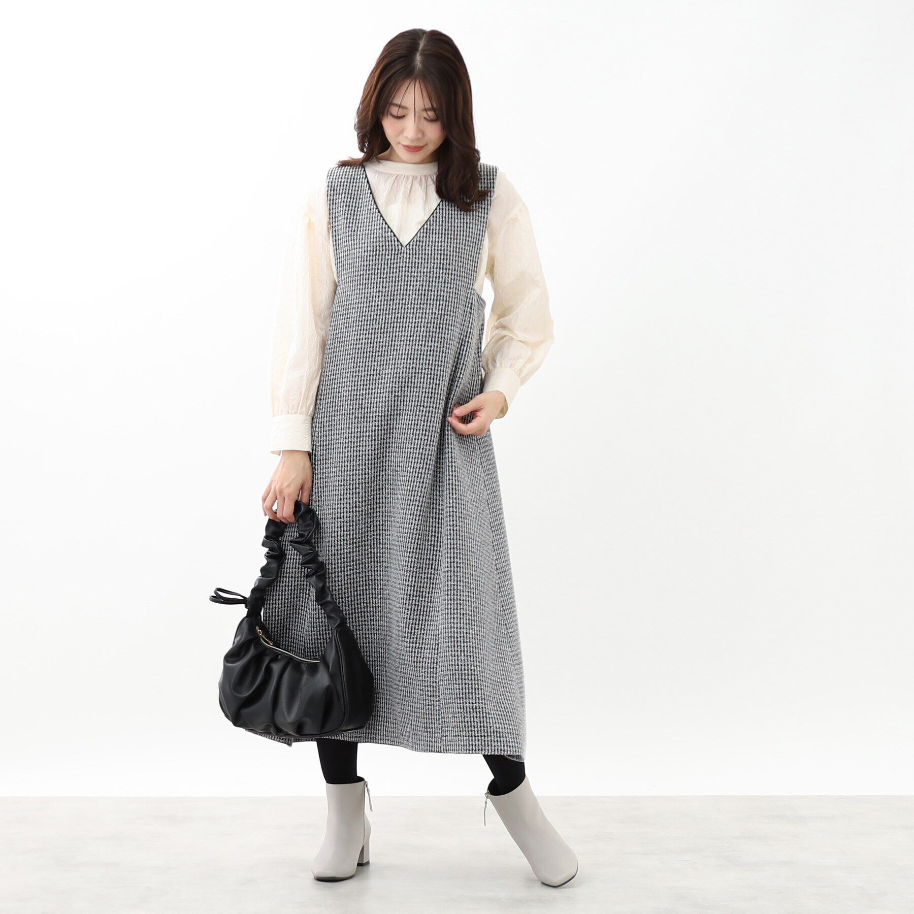 Reflect「【手洗い可】Aラインフレアジャンパードレス」|ワンピース|