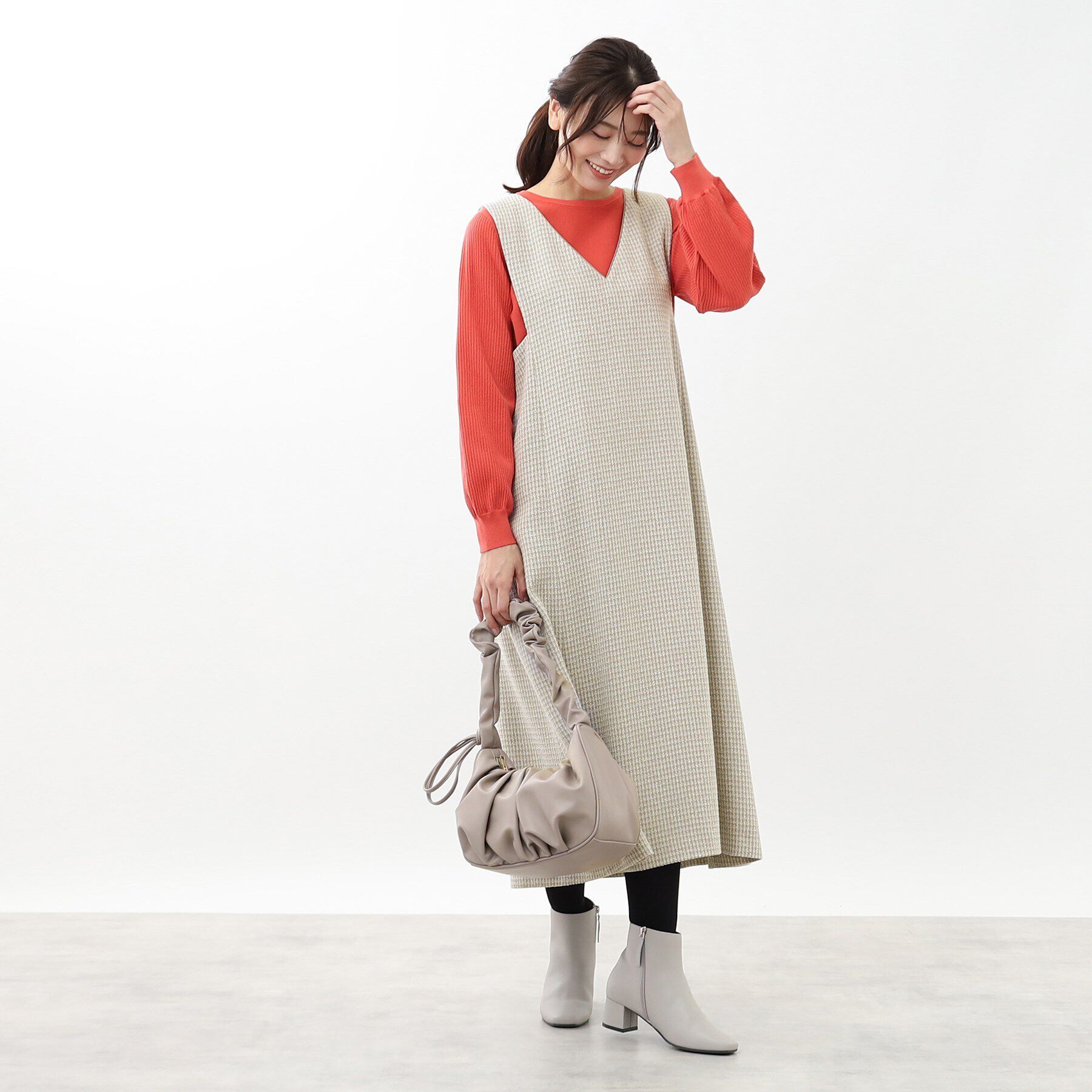 Reflect「【手洗い可】Aラインフレアジャンパードレス」|ワンピース|