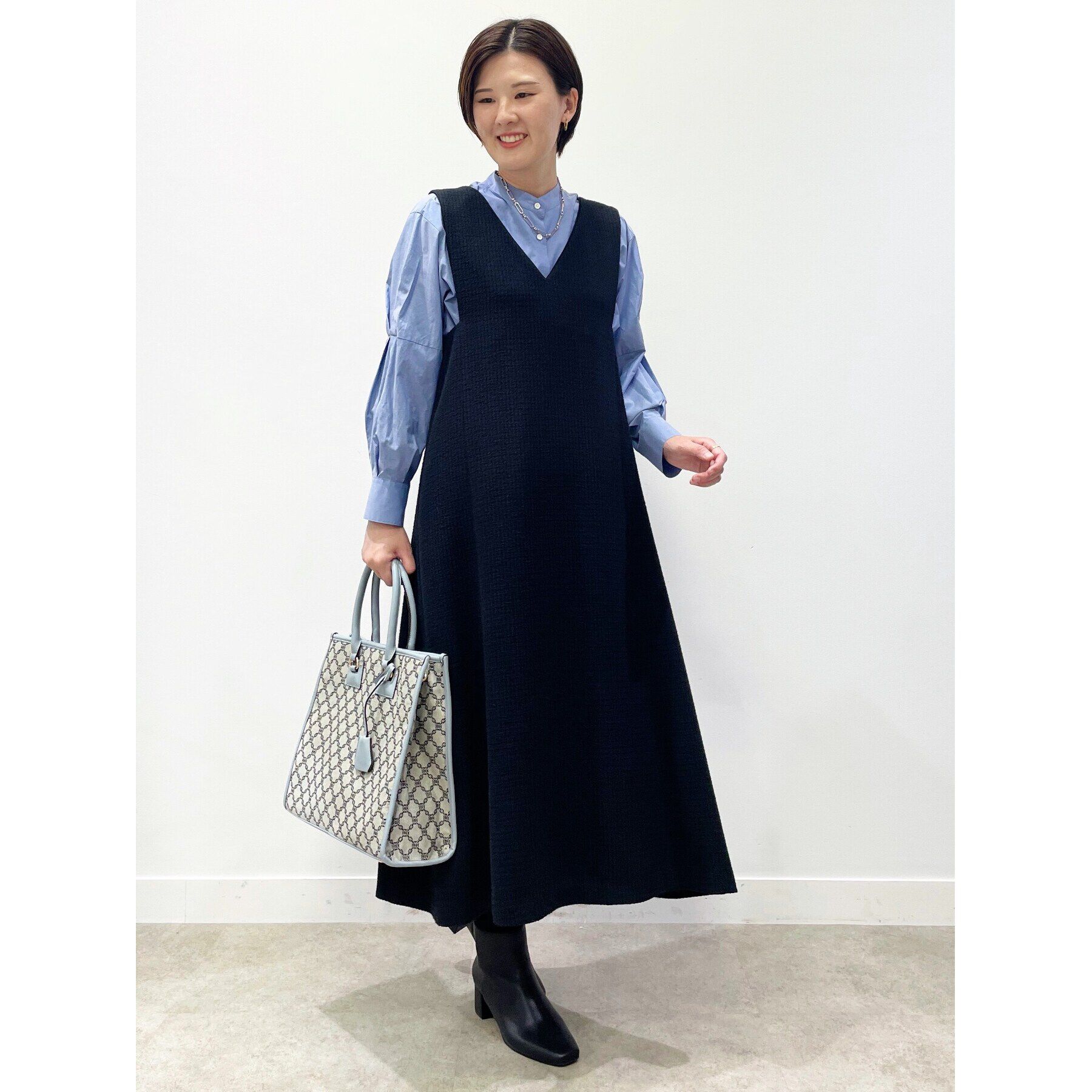 Reflect「【手洗い可】Aラインフレアジャンパードレス」|ワンピース|