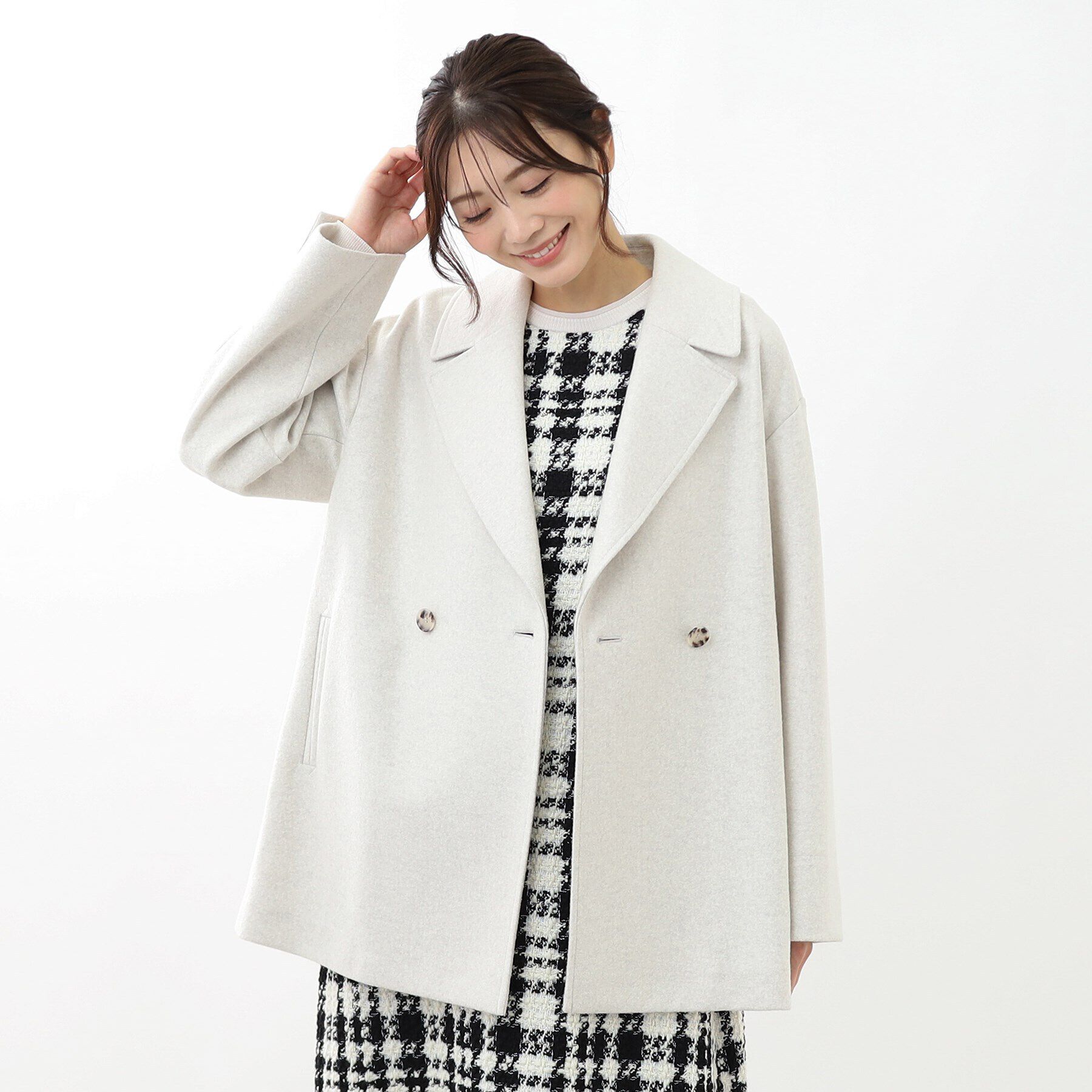 Reflect「【WEB限定カラーあり】ウール混メルトンライクピーコート」|ピーコート|