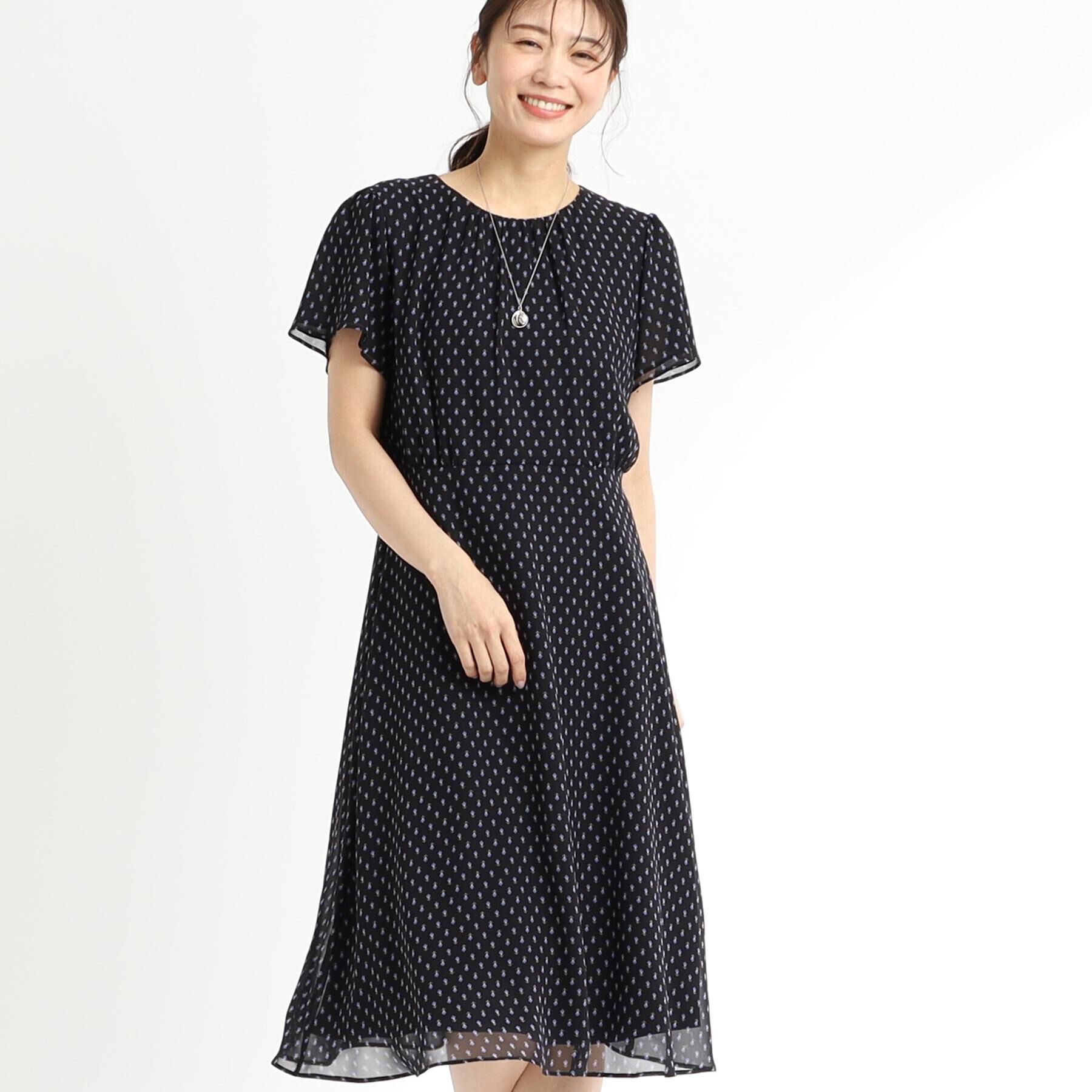 Reflect「【夏SALE／WEB先行カラーあり／マシンウォッシュ可】コツキ幾何柄ワンピース」|ワンピース|ネイビー(194)