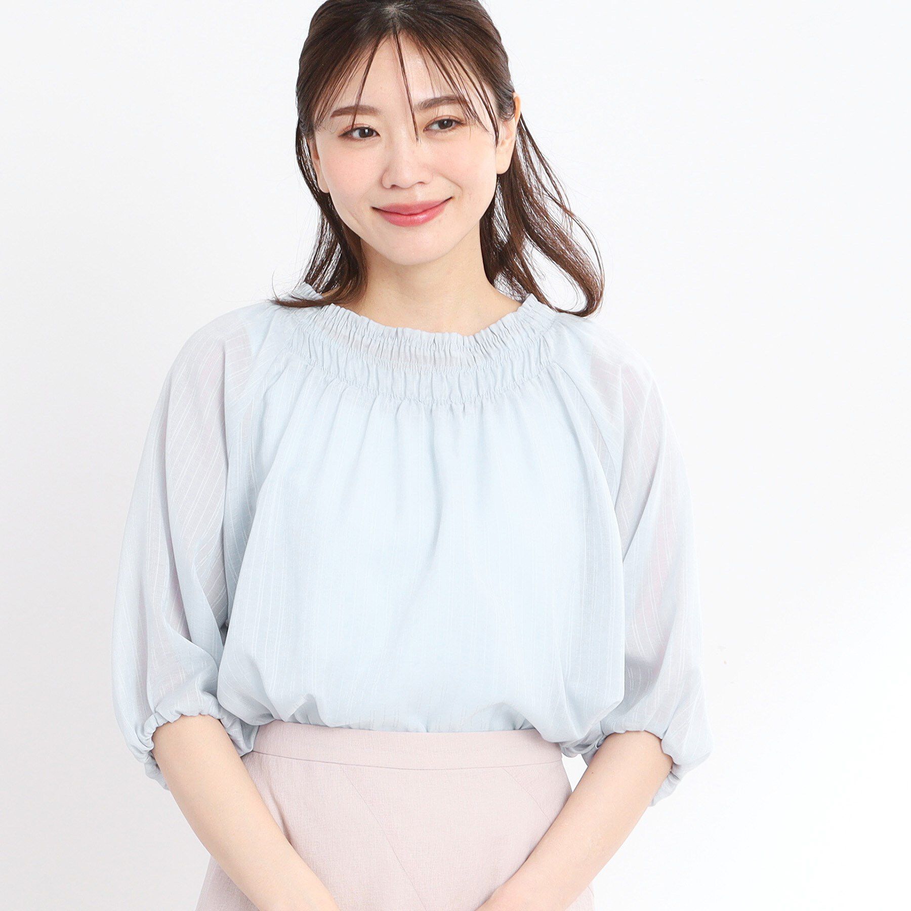 Reflect「【洗える】シャーリングデザインブラウス」|シャツ・ブラウス|