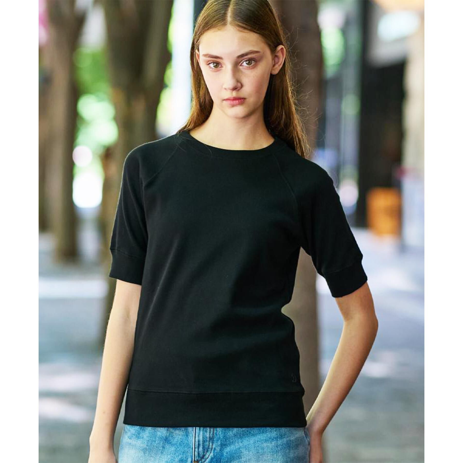 DRESSTERIOR「ラグランハーフスリーブプルオーバー」|Tシャツ・カットソー|ブラック(919)