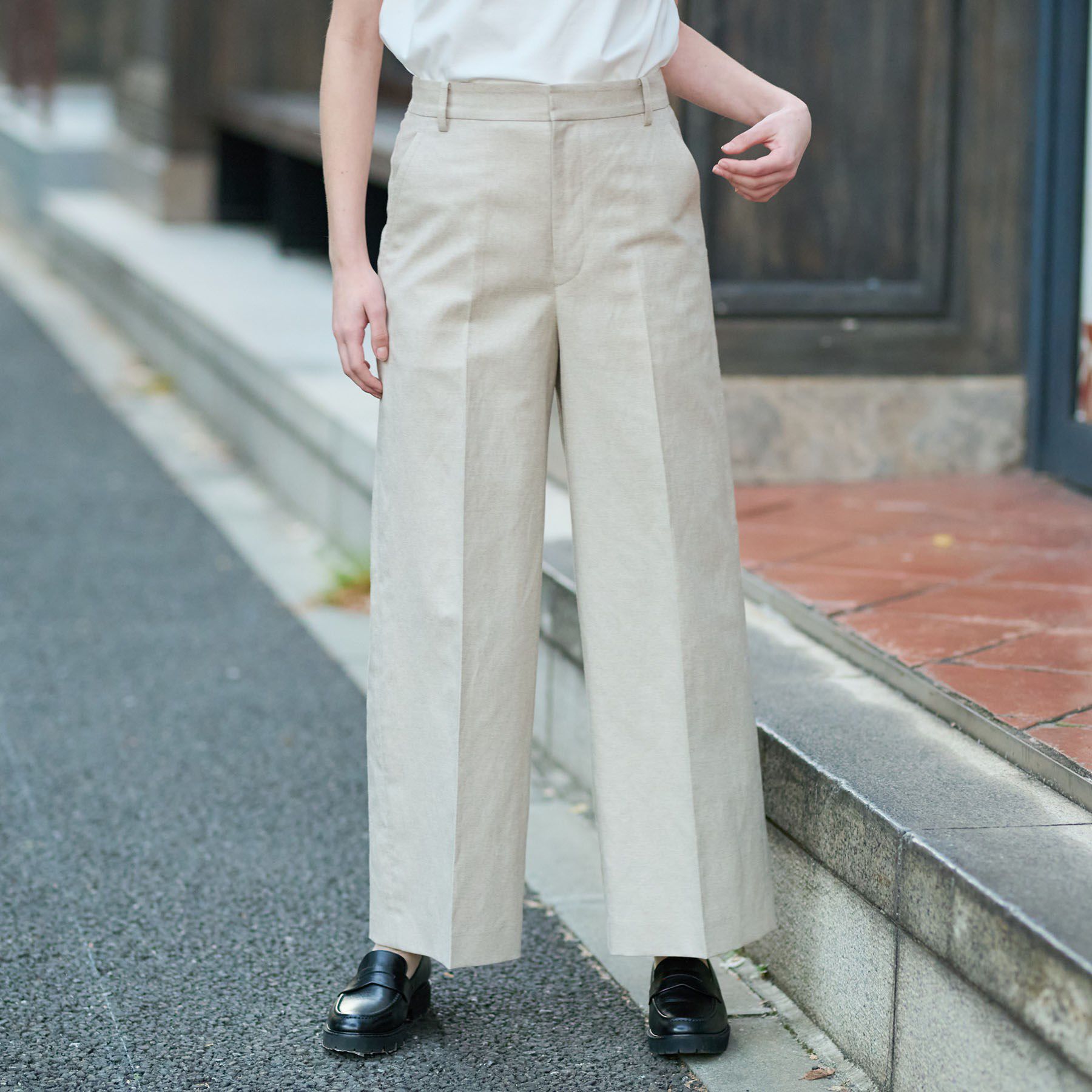 DRESSTERIOR「【美シルエット／洗える】リネンブレンドワイドパンツ」|その他|