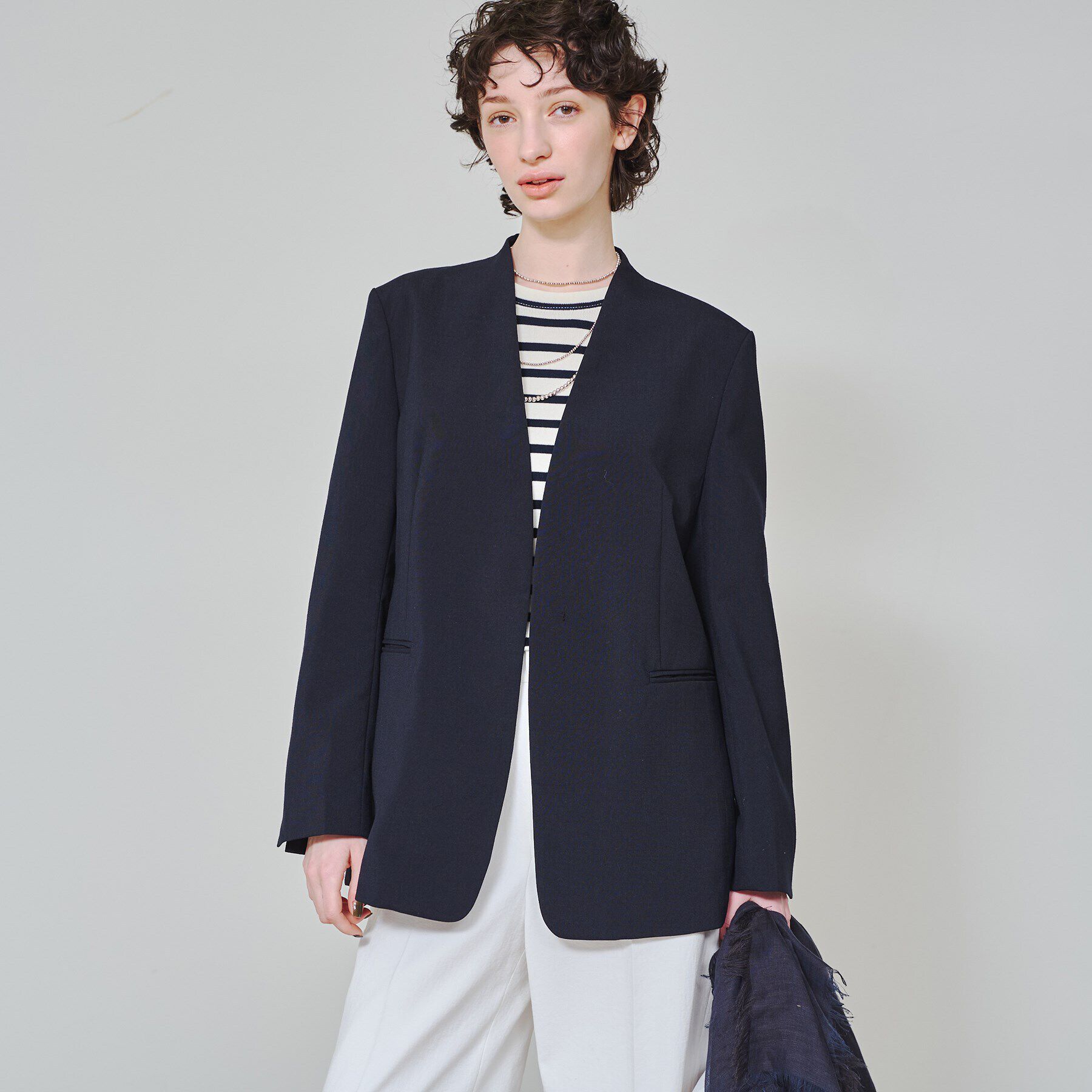 DRESSTERIOR「【スタイリスト福田麻琴さんコラボ】ノーカラージャケット」|ノーカラージャケット|