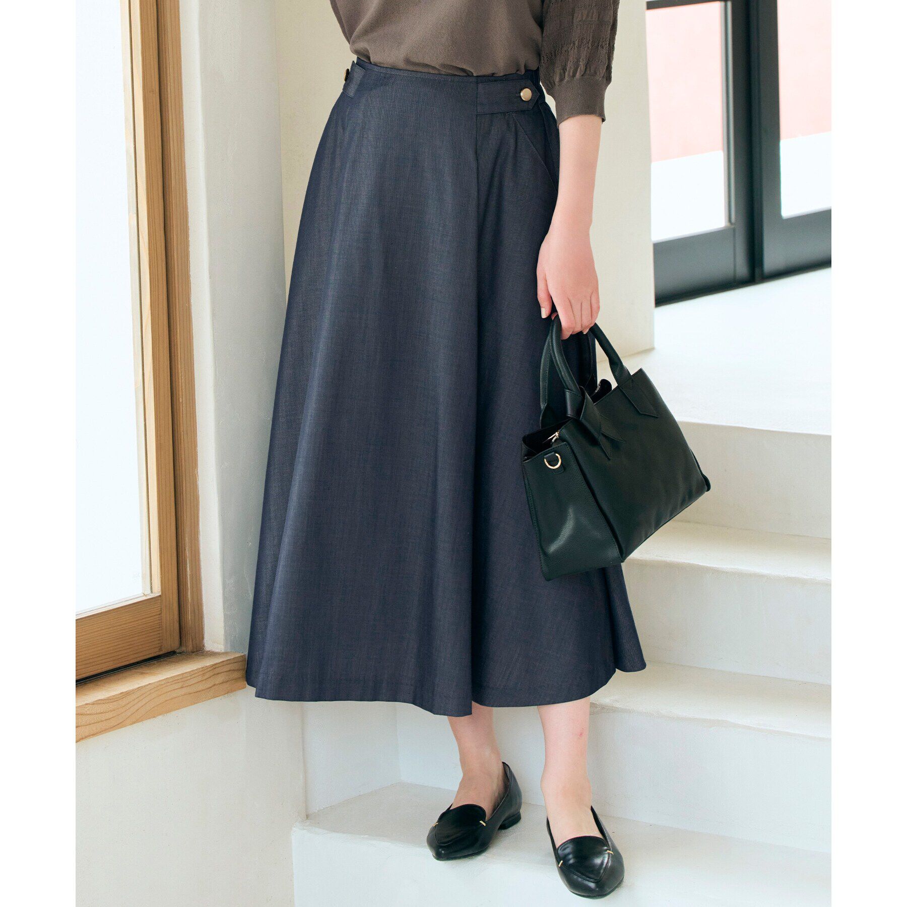 grove「クラシカルタックフレアスカート」|スカート|ネイビー(094)