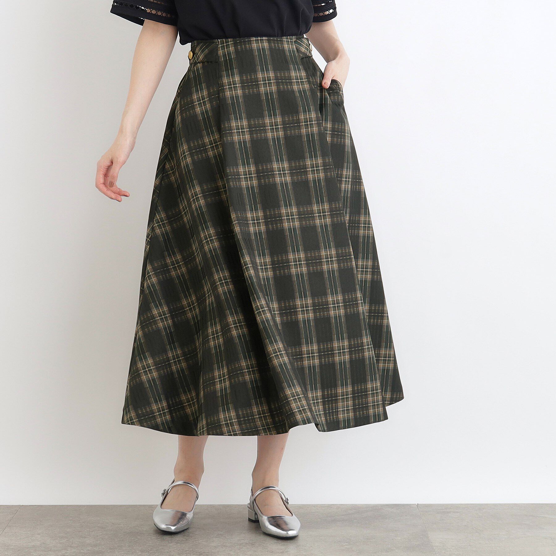 grove「クラシカルタックフレアスカート」|スカート|