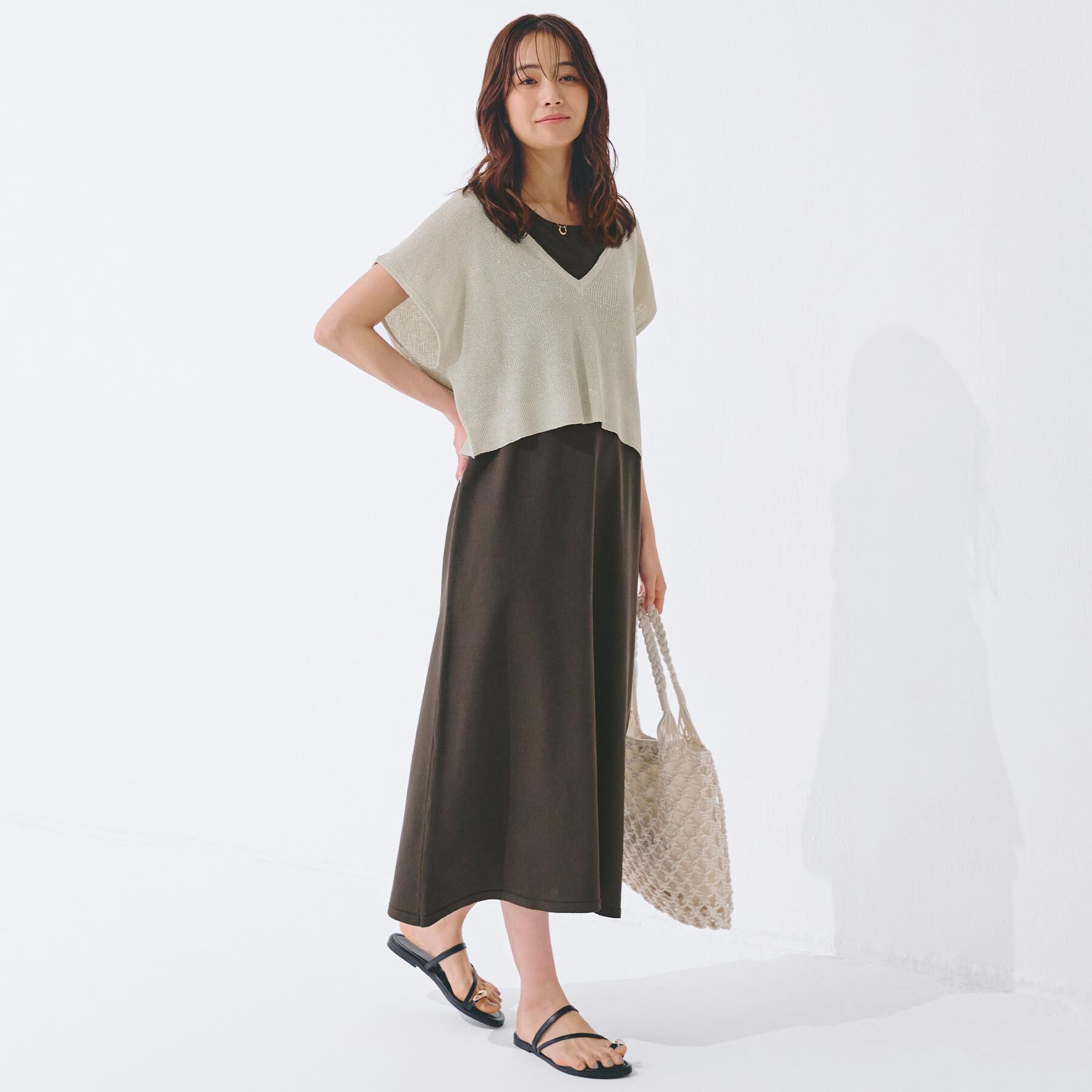 grove「ラメベスト&times;ニットワンピースSET」|ワンピース|アイボリー(504)