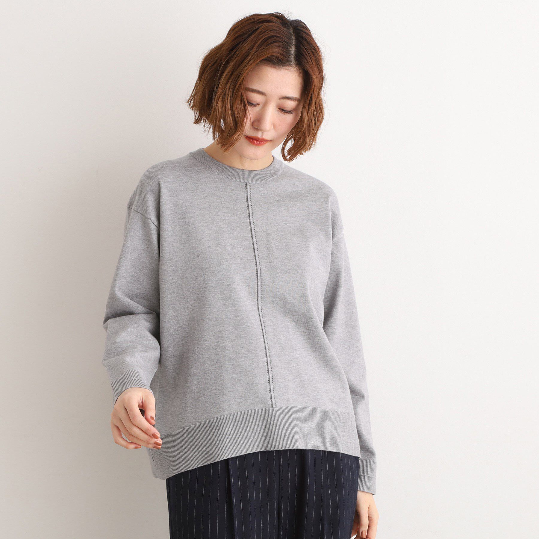 grove「【SETUP可能】冬から春まで心地よく　タック編みオーバーサイズニット」|ニット・セーター|