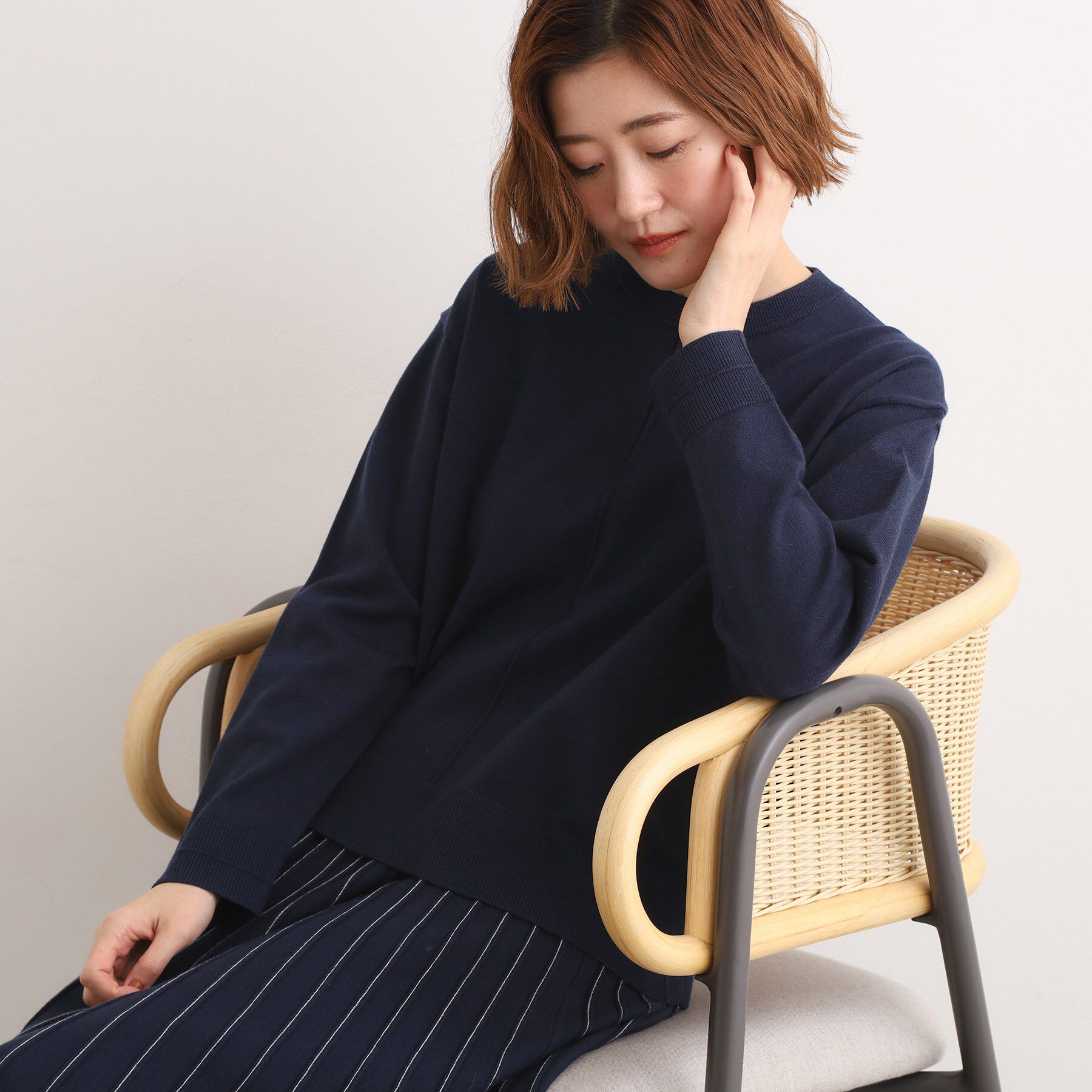 grove「【SETUP可能】冬から春まで心地よく　タック編みオーバーサイズニット」|ニット・セーター|