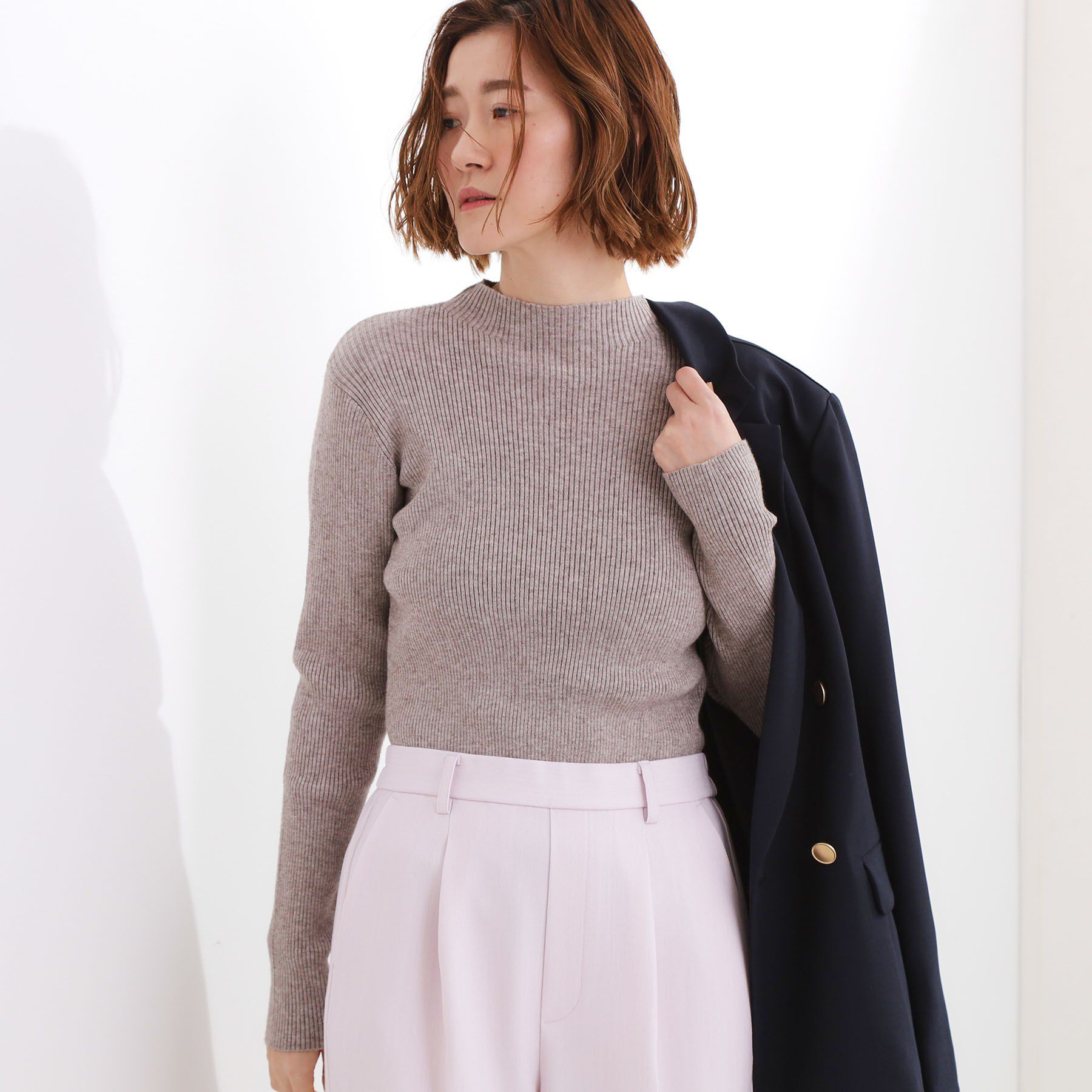 grove「ベーシックリブニットプルオーバー」|ニット・セーター|ベージュ(052)