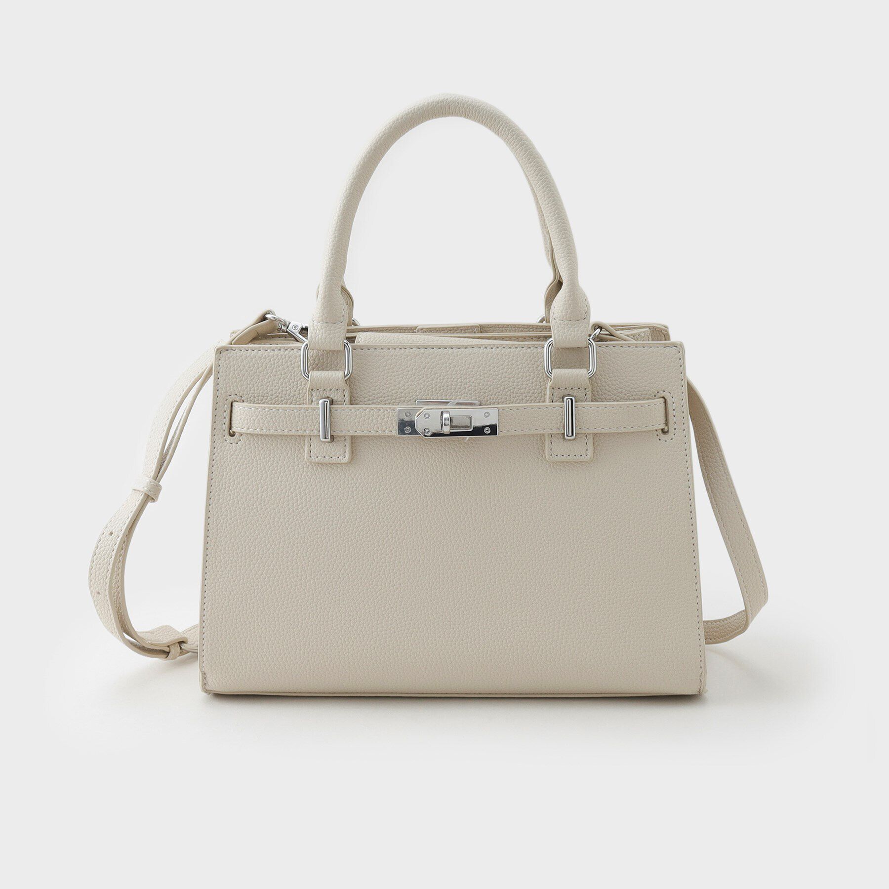 INDIVI「◆【合皮／フォーマル】ショルダー付きスクエアバッグ」|ショルダー・メッセンジャー|グレージュ(050)