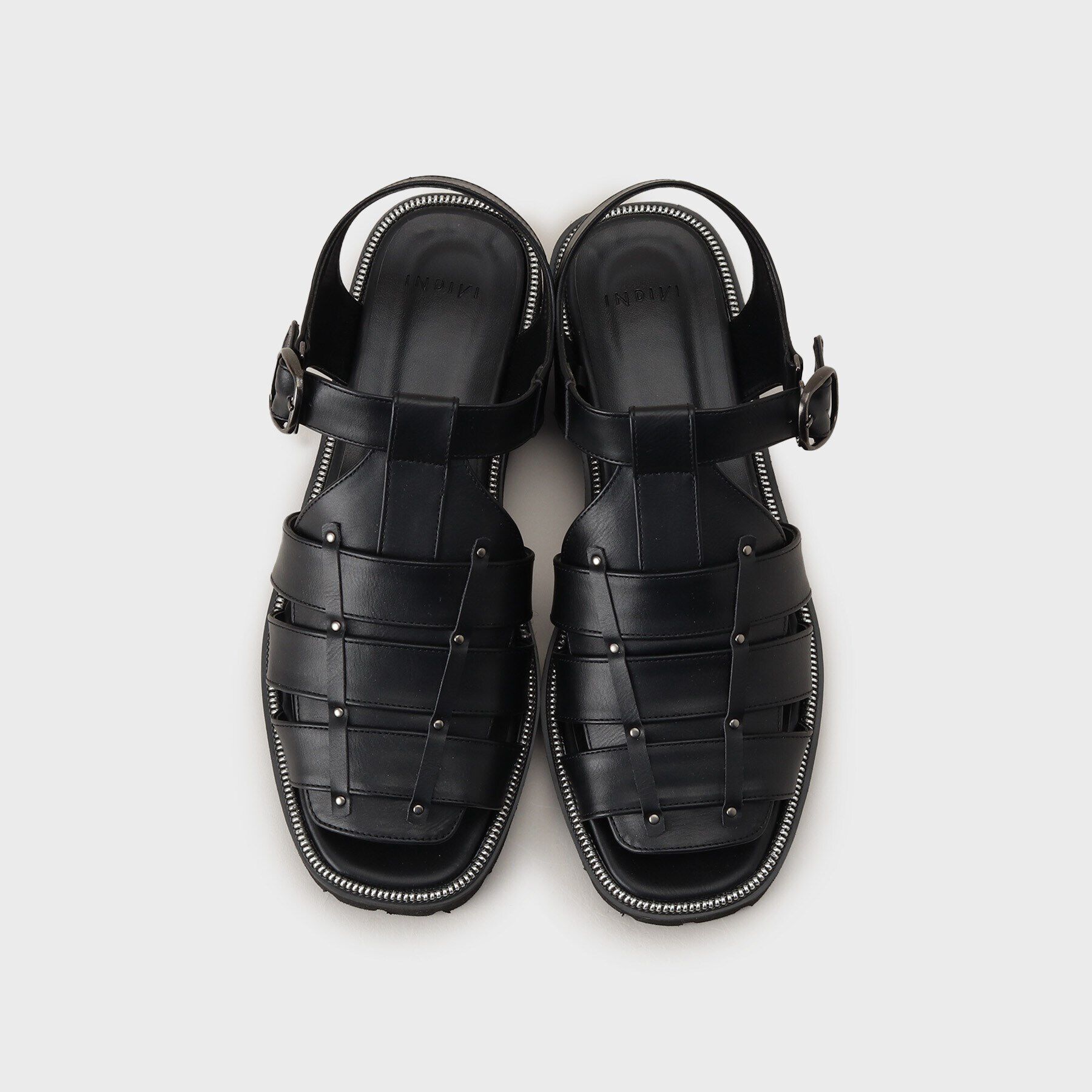 INDIVI「【合皮】グルカフラットサンダル」|サンダル|