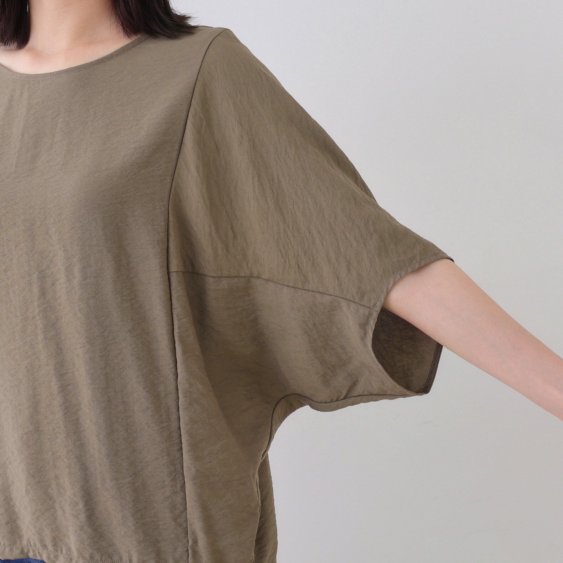 INDIVI「【洗える／5分袖／UVケア／SETUP可能】モモンガスリーブブラウス」|シャツ・ブラウス|