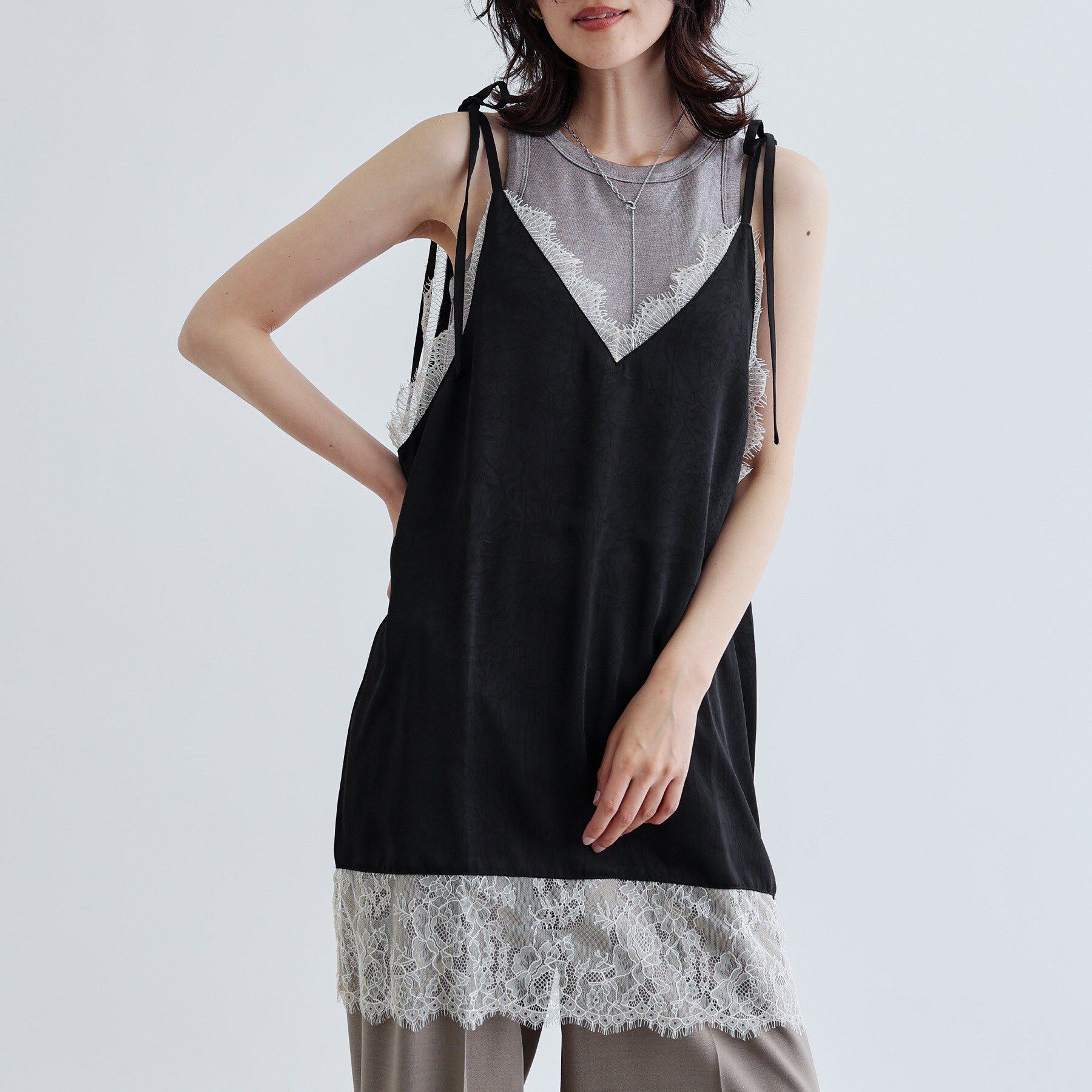 GALLEST「ランジェリーキャミブラウス」|シャツ・ブラウス|ブラック(019)