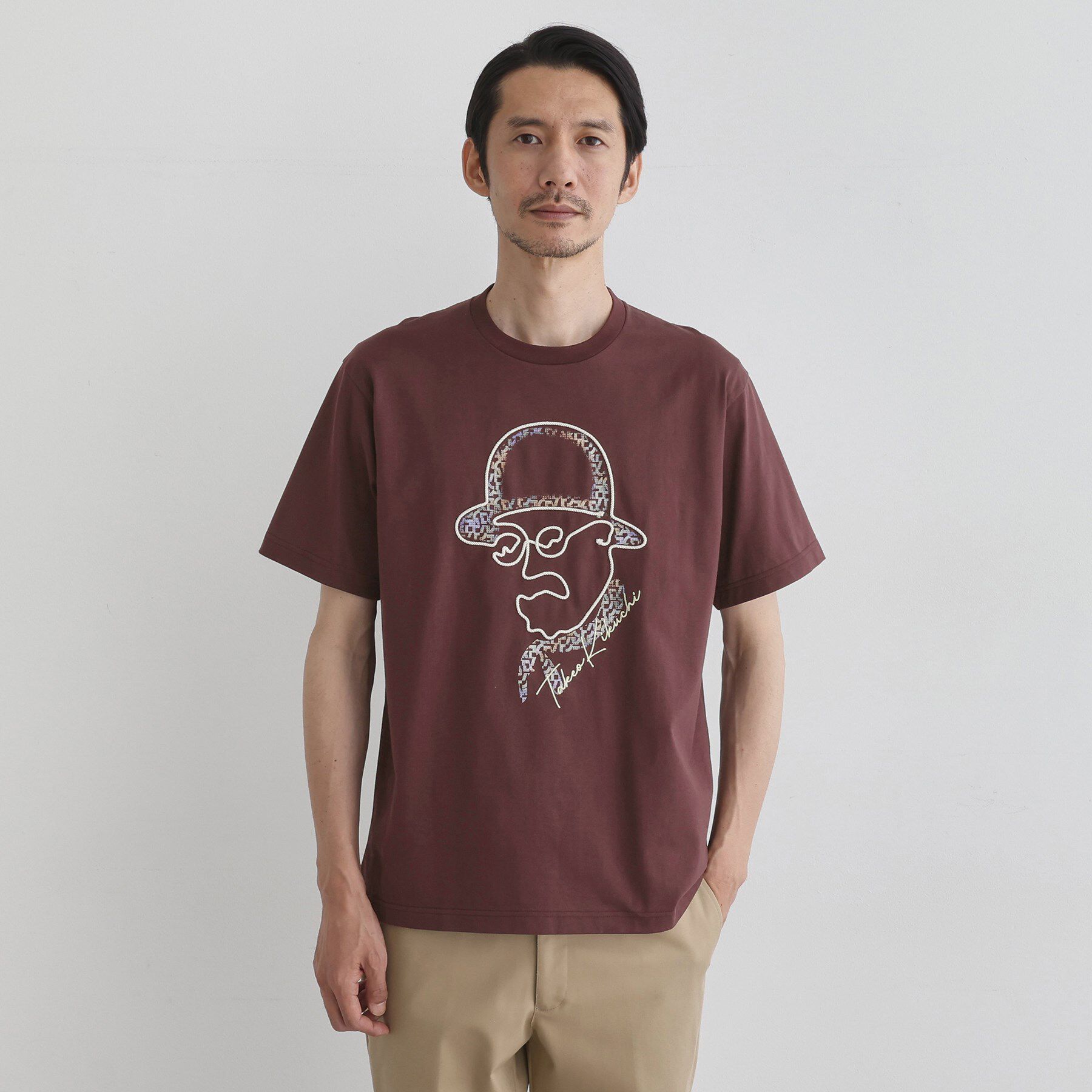 TAKEO KIKUCHI「【Sサイズ～】フェイスロープ刺繍 天竺Tシャツ」|Tシャツ・カットソー|ブラウン(044)