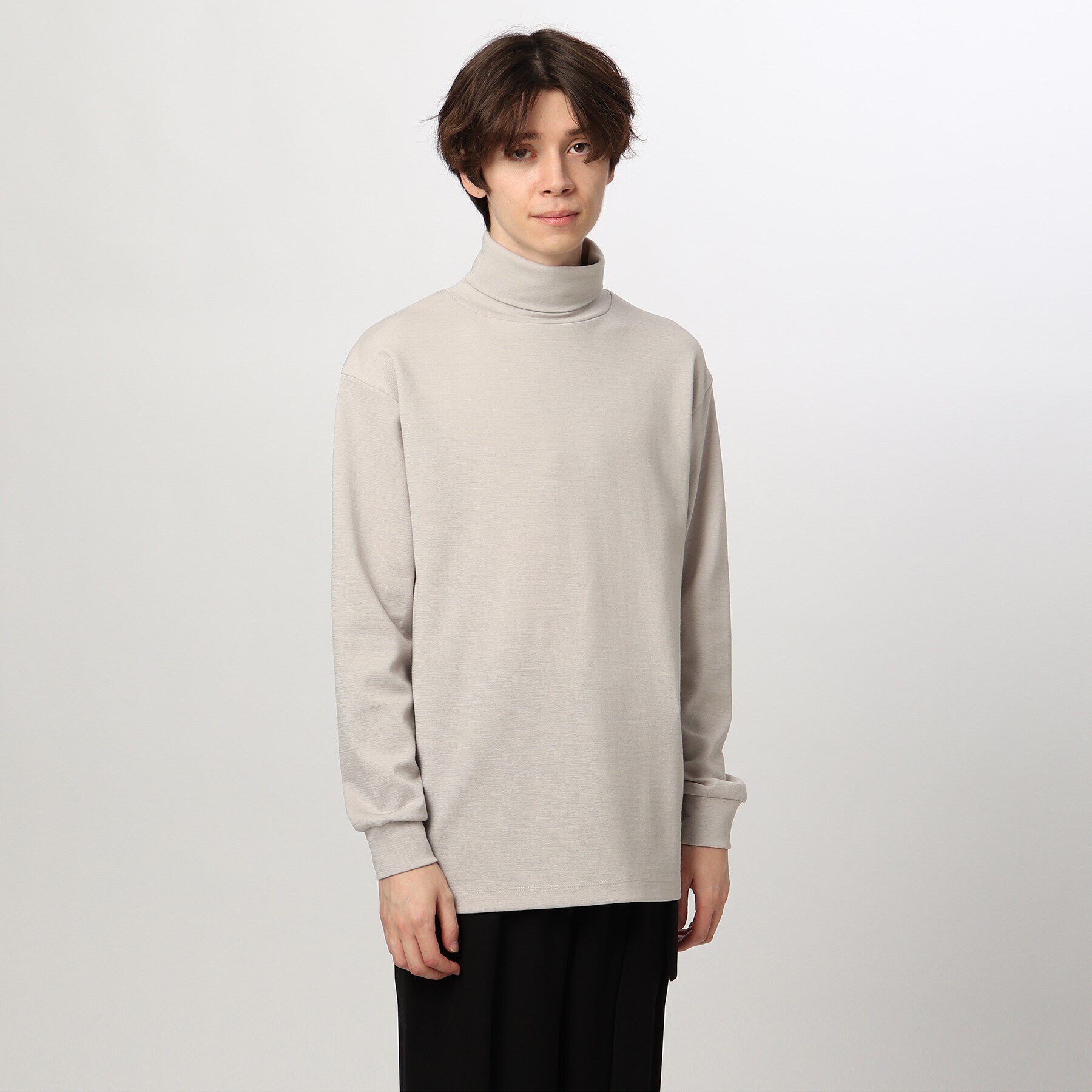 tk.TAKEO KIKUCHI「【S～3L】ミラノリブタートルネックニットソー（ユニセックスアイテム）」|Tシャツ・カットソー|ﾗｲﾄｸﾞﾚｰ(011)