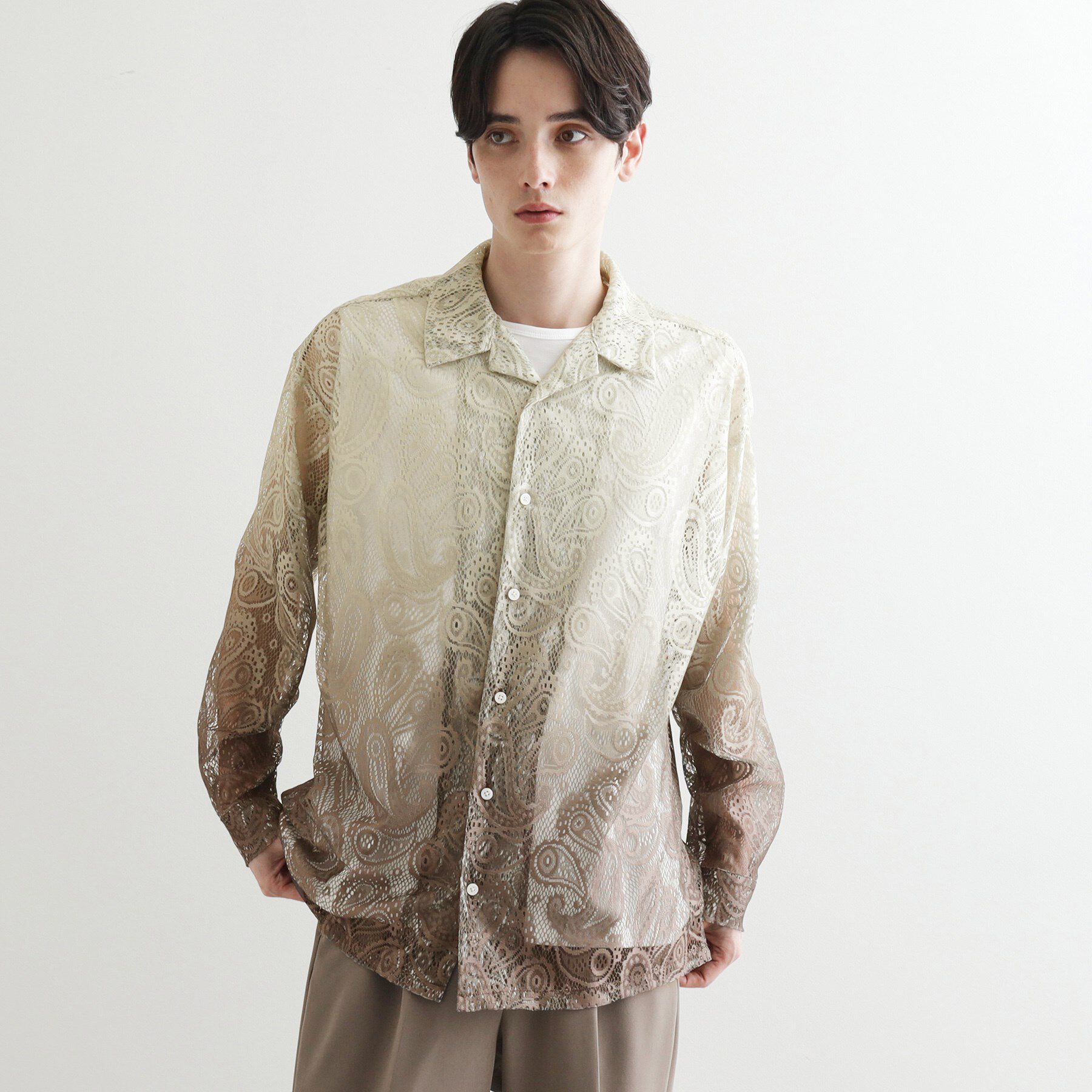 tk.TAKEO KIKUCHI「グラデペイズリーレースシャツ」|シャツ・ブラウス|ライトベージュ(05