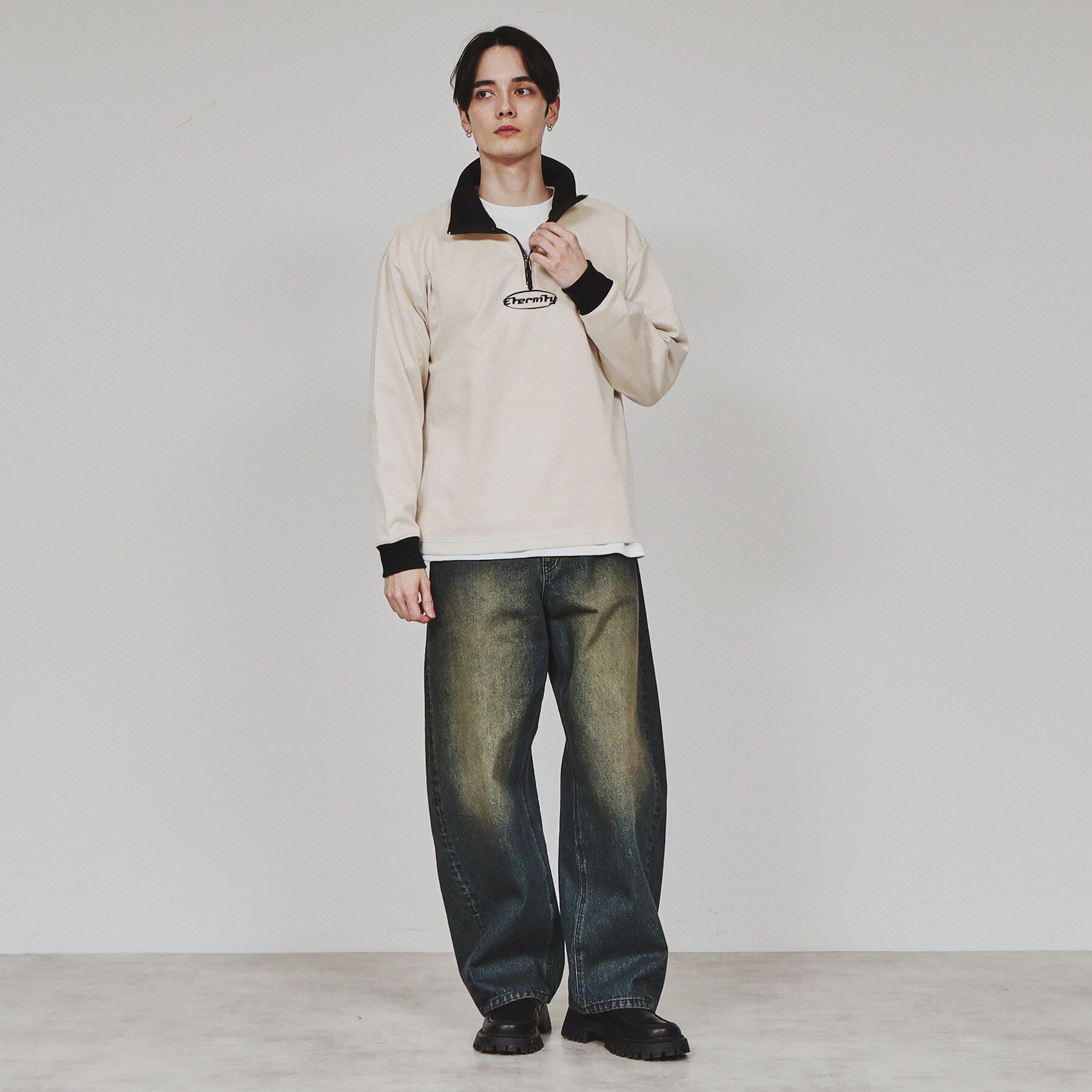 tk.TAKEO KIKUCHI「ポンチスエードハーフジップ」|Tシャツ・カットソー|