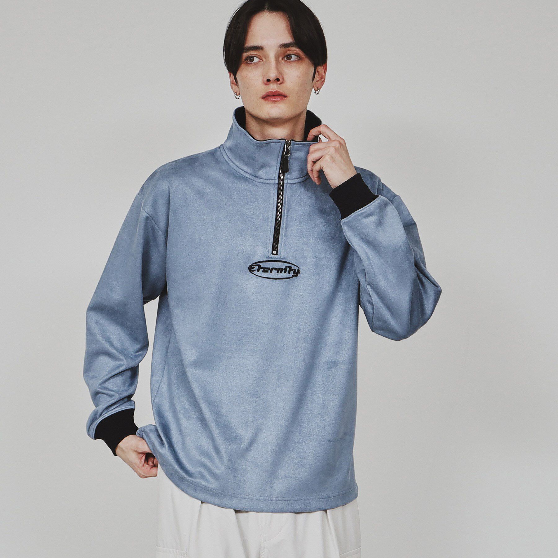 tk.TAKEO KIKUCHI「ポンチスエードハーフジップ」|Tシャツ・カットソー|サックスブルー(09