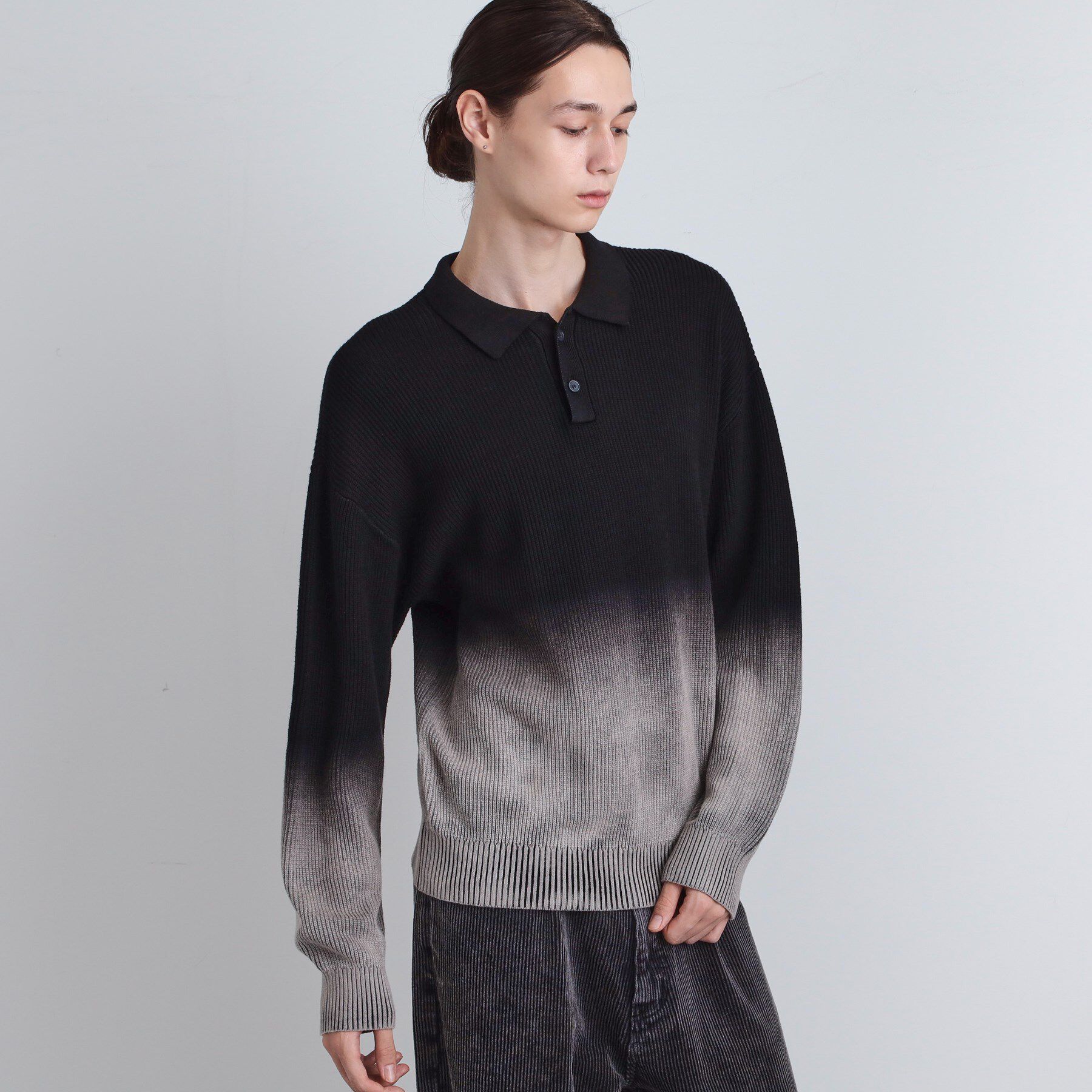 tk.TAKEO KIKUCHI「畦編みニットポロシャツブリーチ」|ニット・セーター|