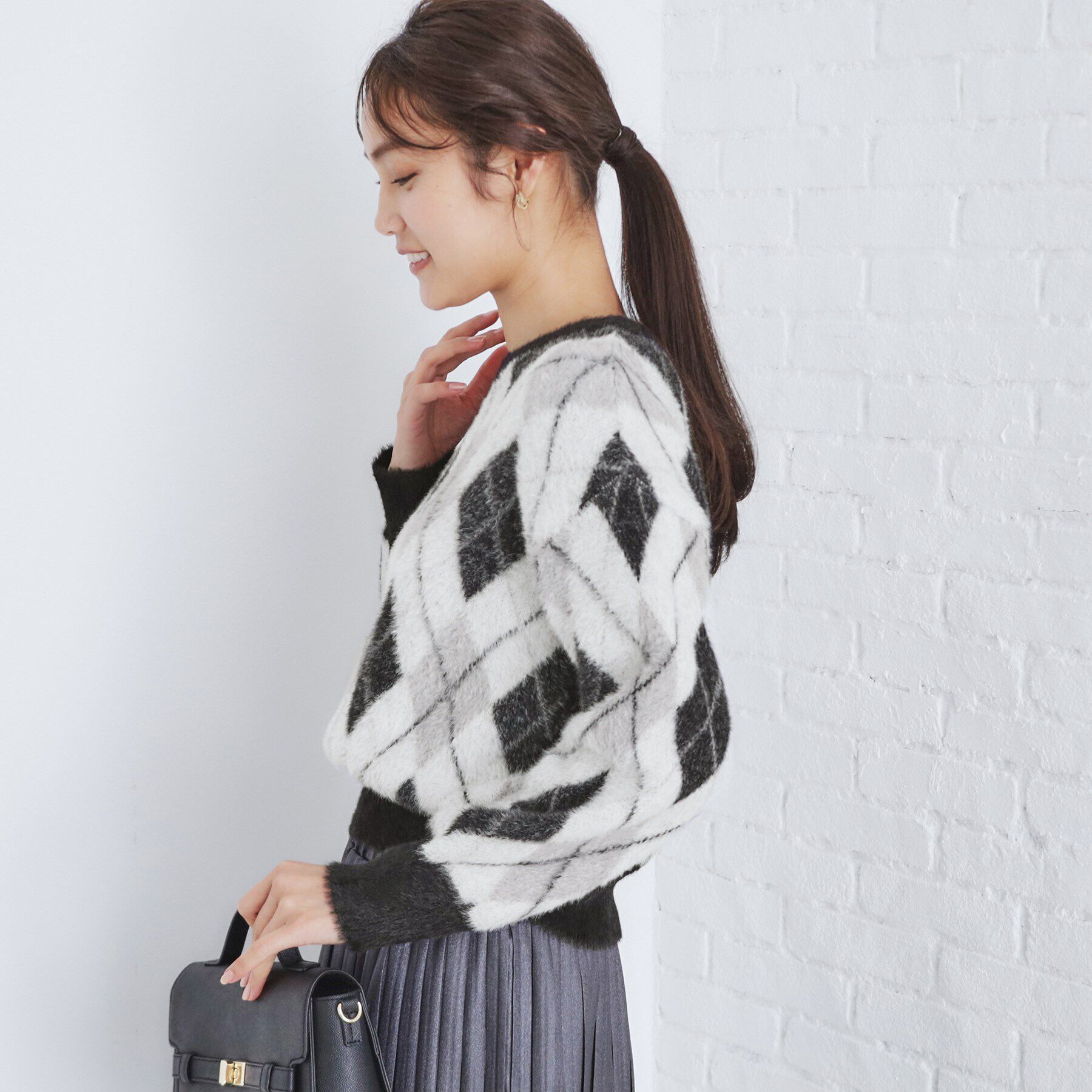 index「アーガイルチェックフェザーニット【洗濯機洗い可】」|ニット・セーター|