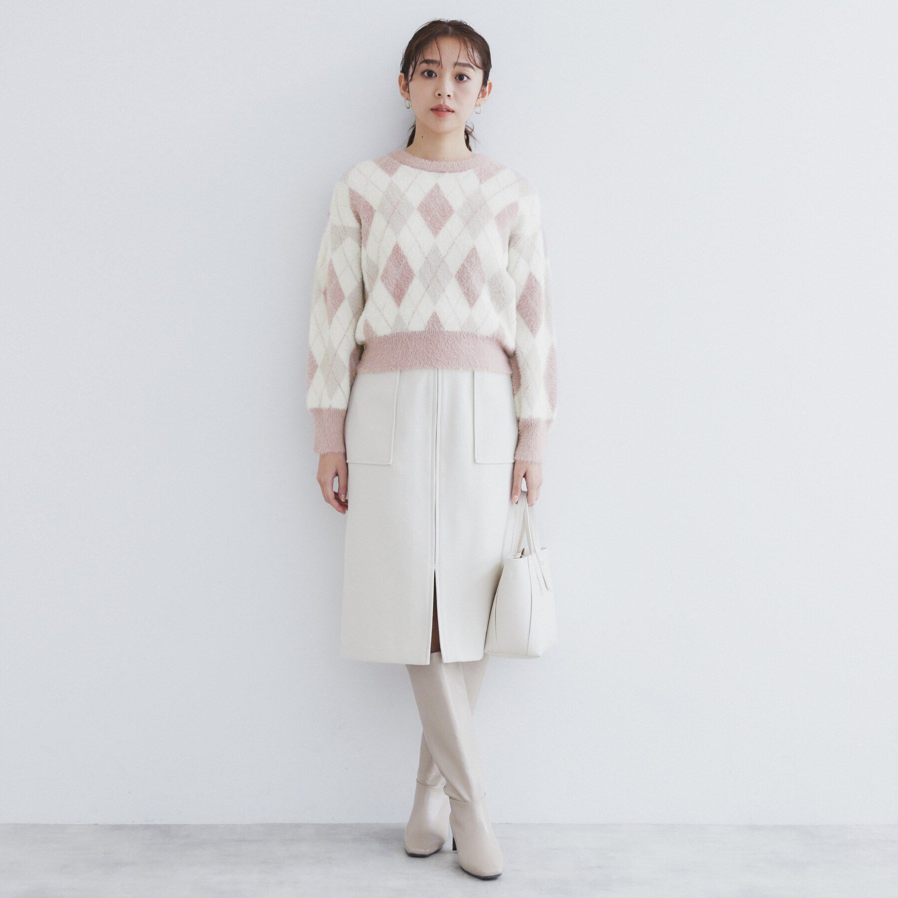 index「アーガイルチェックフェザーニット【洗濯機洗い可】」|ニット・セーター|