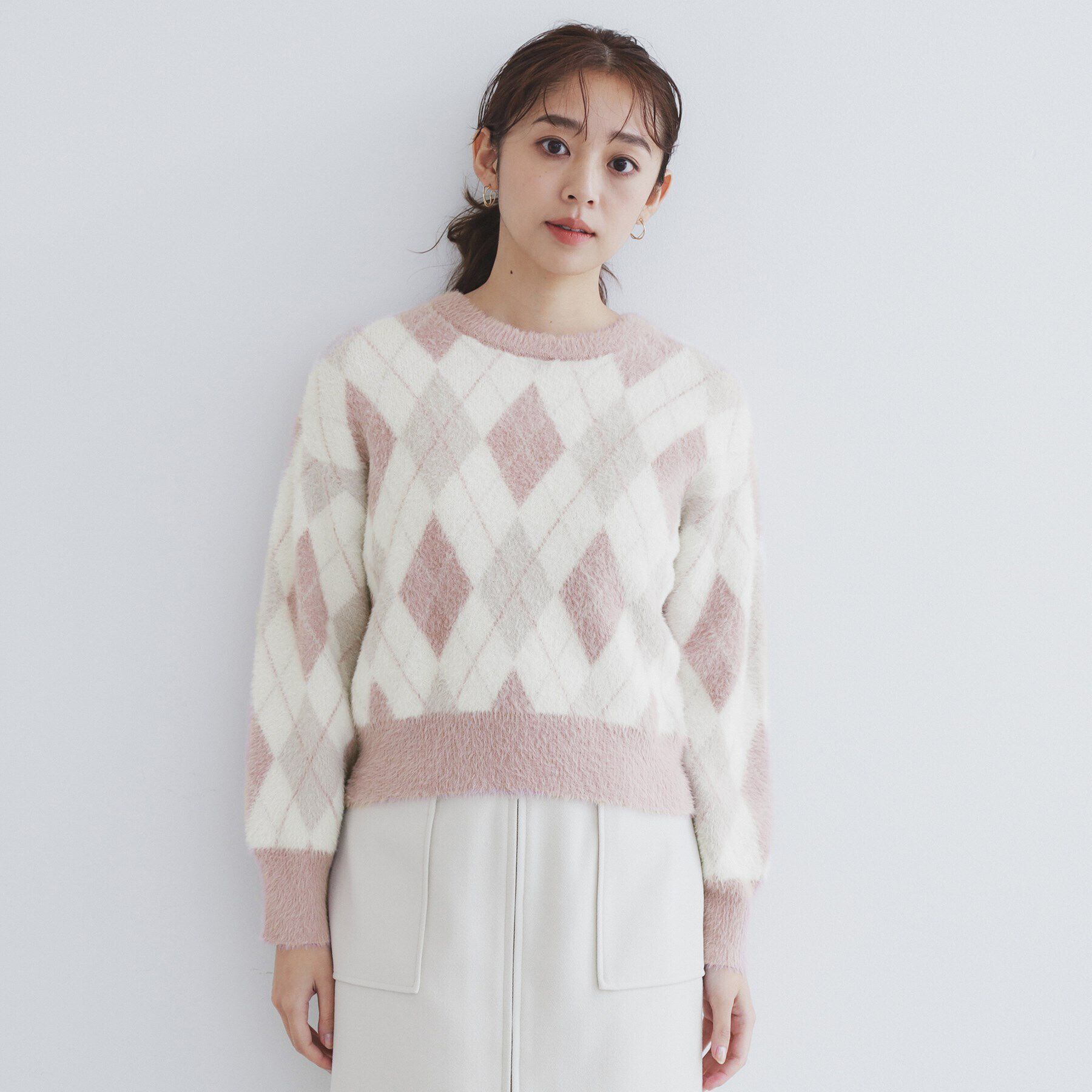 index「アーガイルチェックフェザーニット【洗濯機洗い可】」|ニット・セーター|