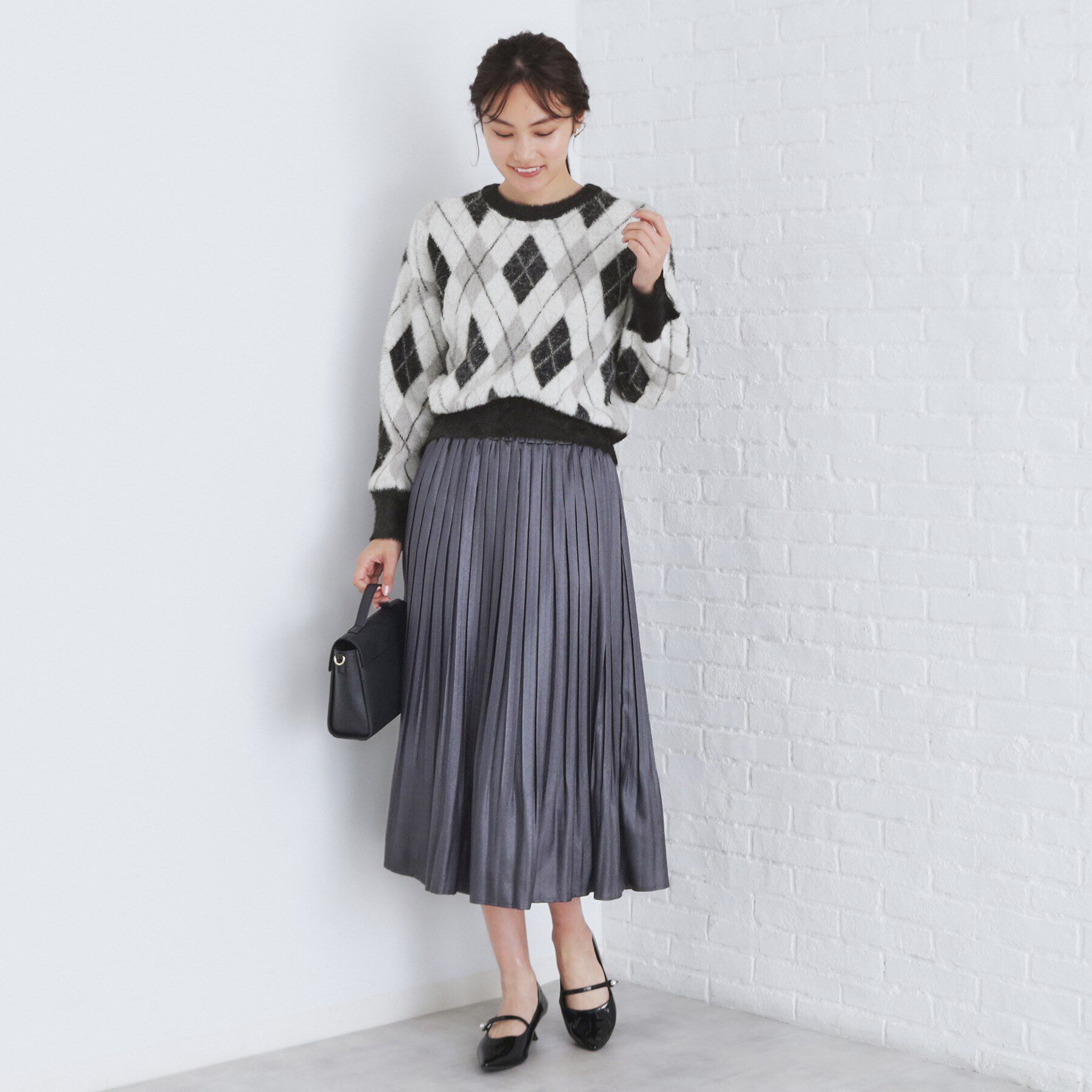 index「アーガイルチェックフェザーニット【洗濯機洗い可】」|ニット・セーター|