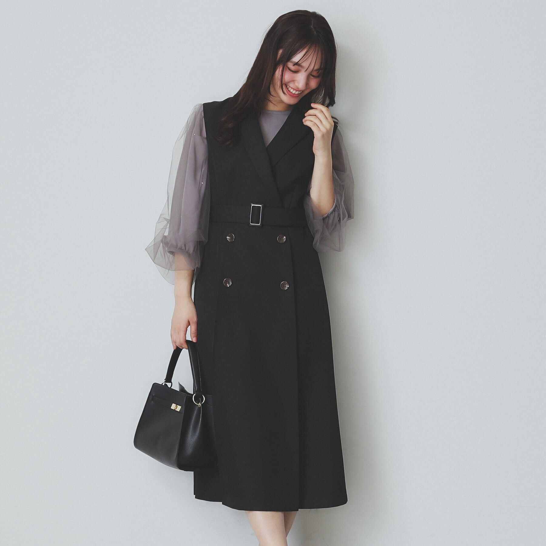 index「衿付きトレンチワンピース【洗濯機洗い可/防シワ/イージーアイロン】」|ワンピース|