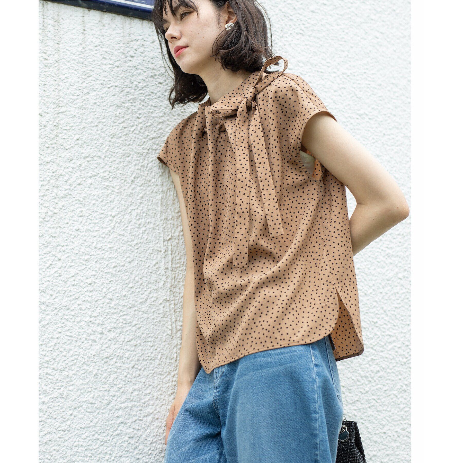 OPAQUE.CLIP「ドットボウタイブラウス【洗濯機洗い可】」|シャツ・ブラウス|