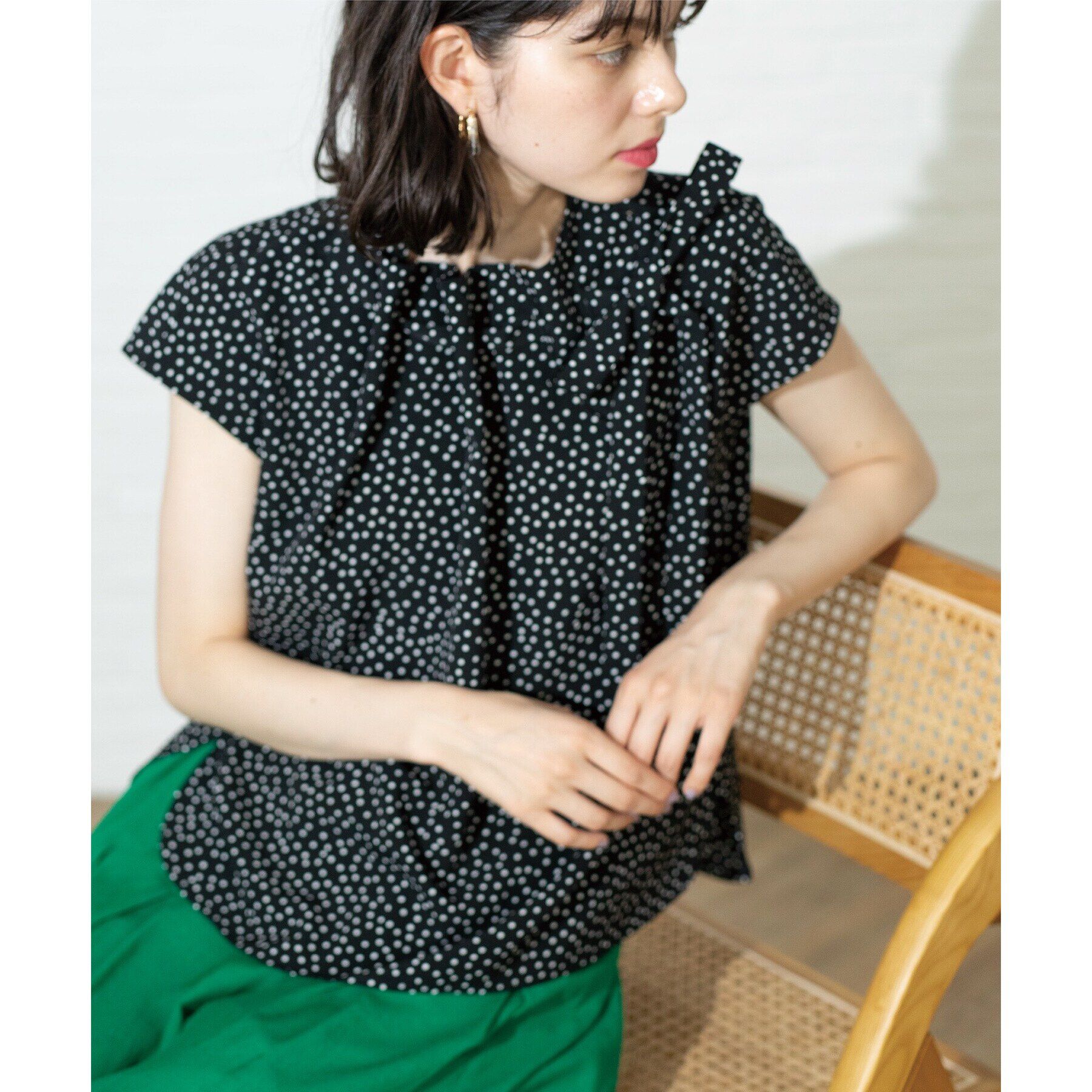 OPAQUE.CLIP「ドットボウタイブラウス【洗濯機洗い可】」|シャツ・ブラウス|
