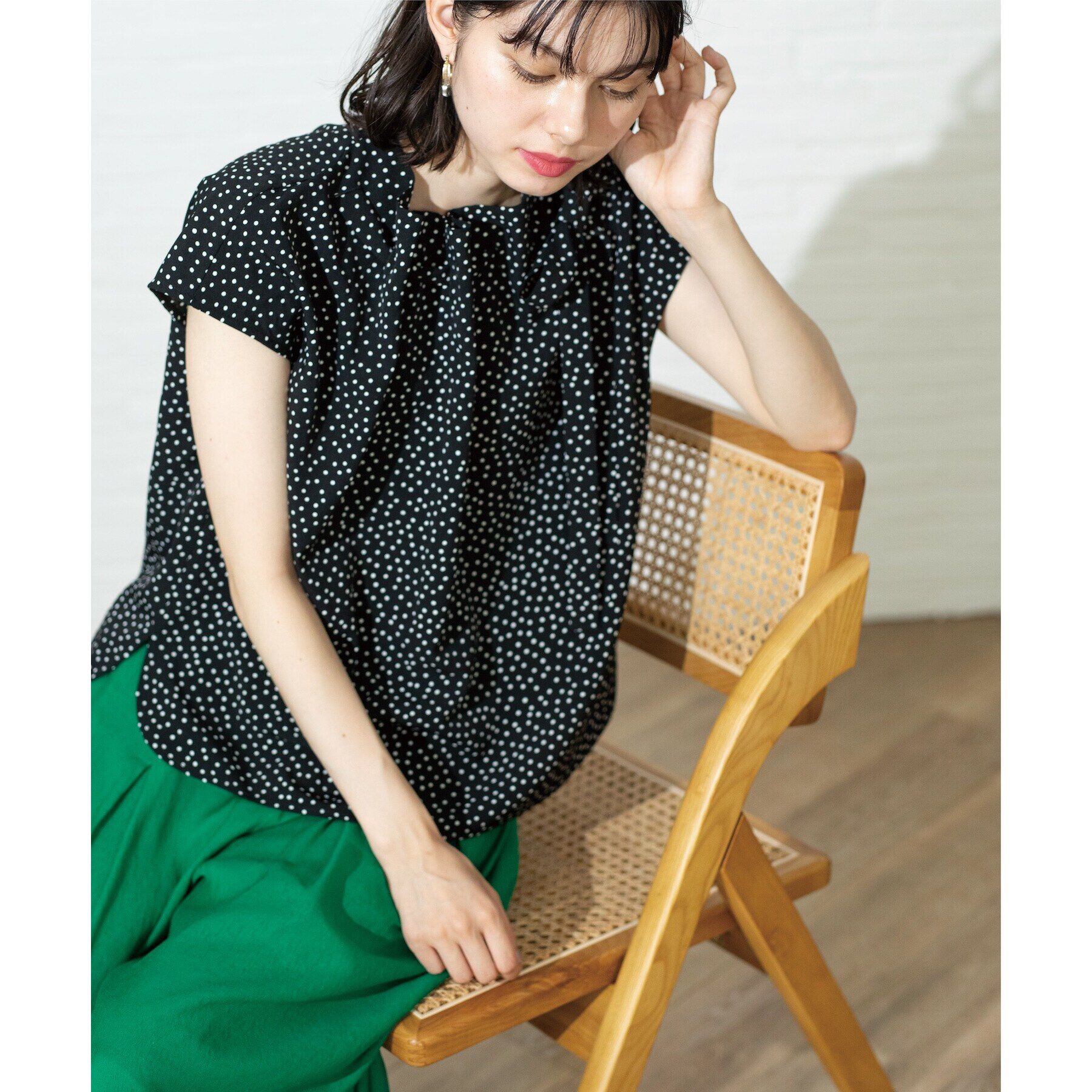 OPAQUE.CLIP「ドットボウタイブラウス【洗濯機洗い可】」|シャツ・ブラウス|ブラック(119)