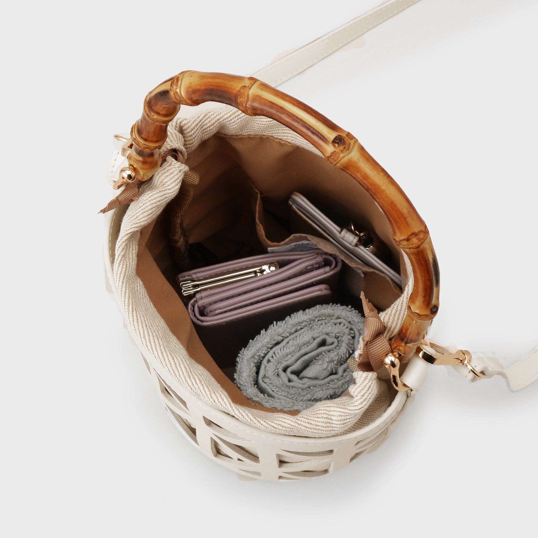 OPAQUE.CLIP「【2WAY】バンブーハンドルデザインショルダーバッグ」|ハンドバッグ|