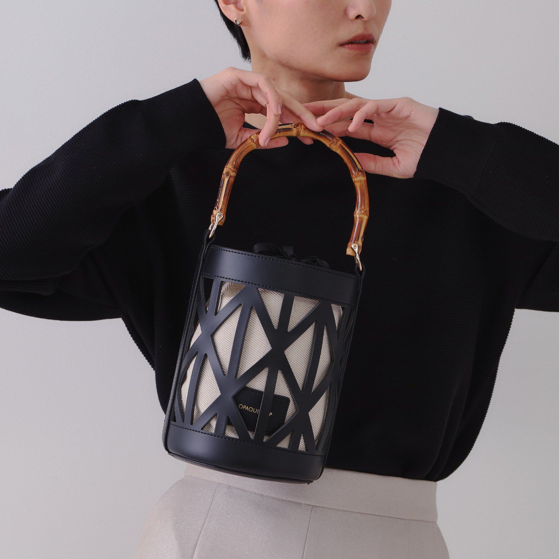 OPAQUE.CLIP「【2WAY】バンブーハンドルデザインショルダーバッグ」|ハンドバッグ|