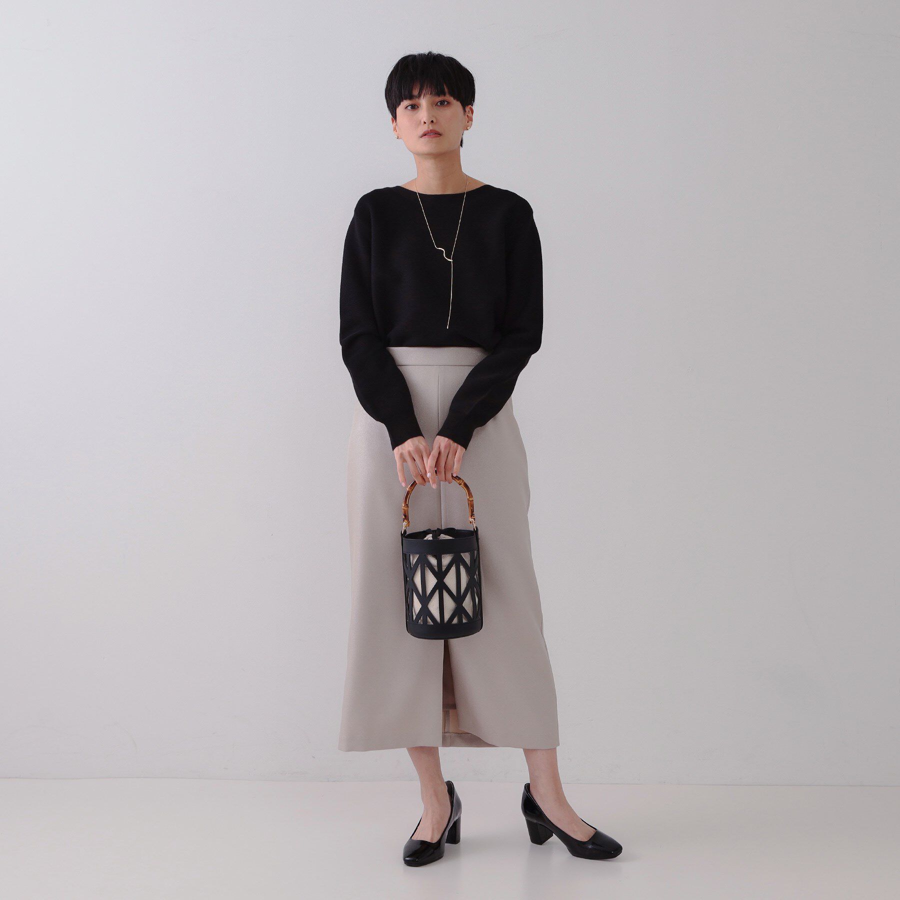 OPAQUE.CLIP「【2WAY】バンブーハンドルデザインショルダーバッグ」|ハンドバッグ|