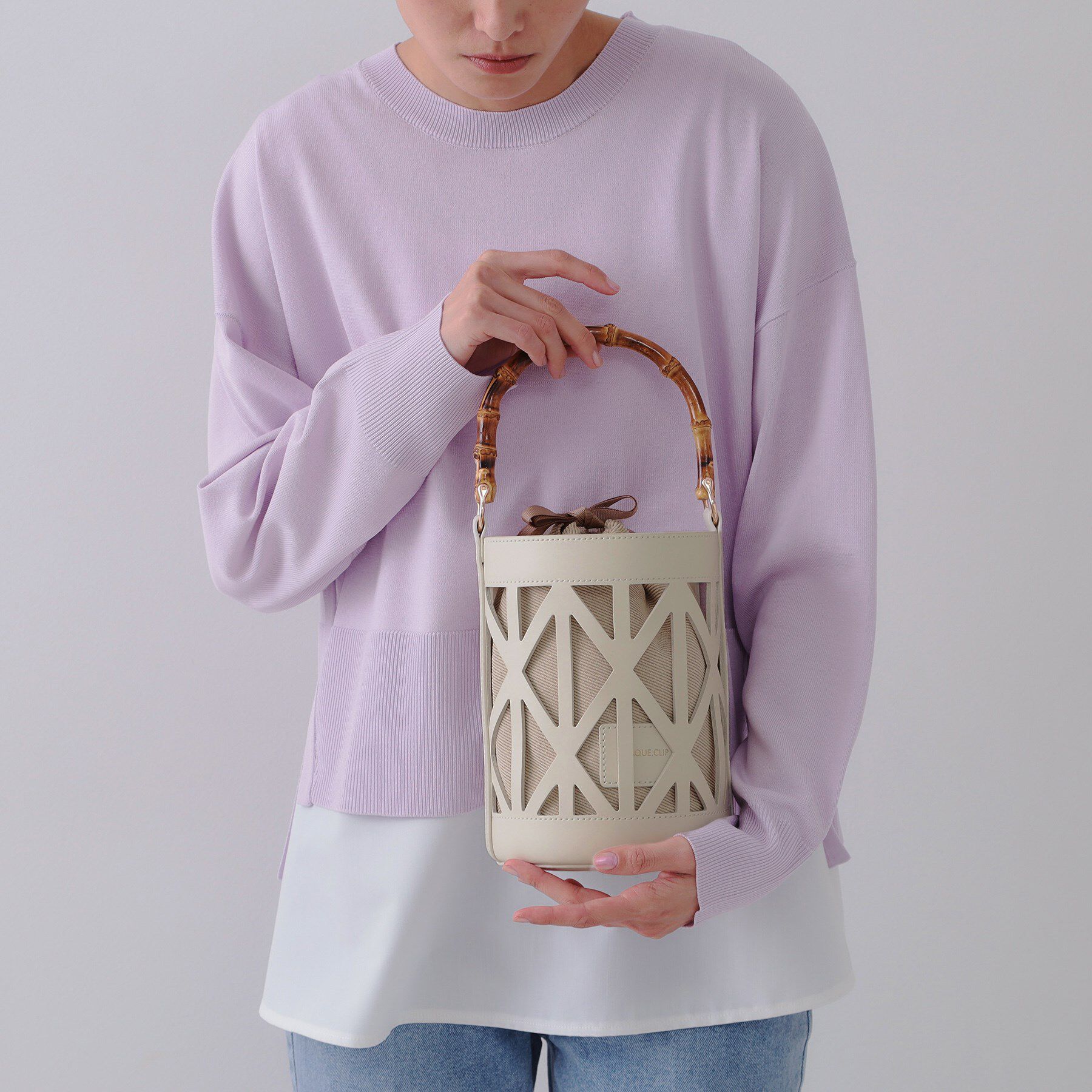 OPAQUE.CLIP「【2WAY】バンブーハンドルデザインショルダーバッグ」|ハンドバッグ|