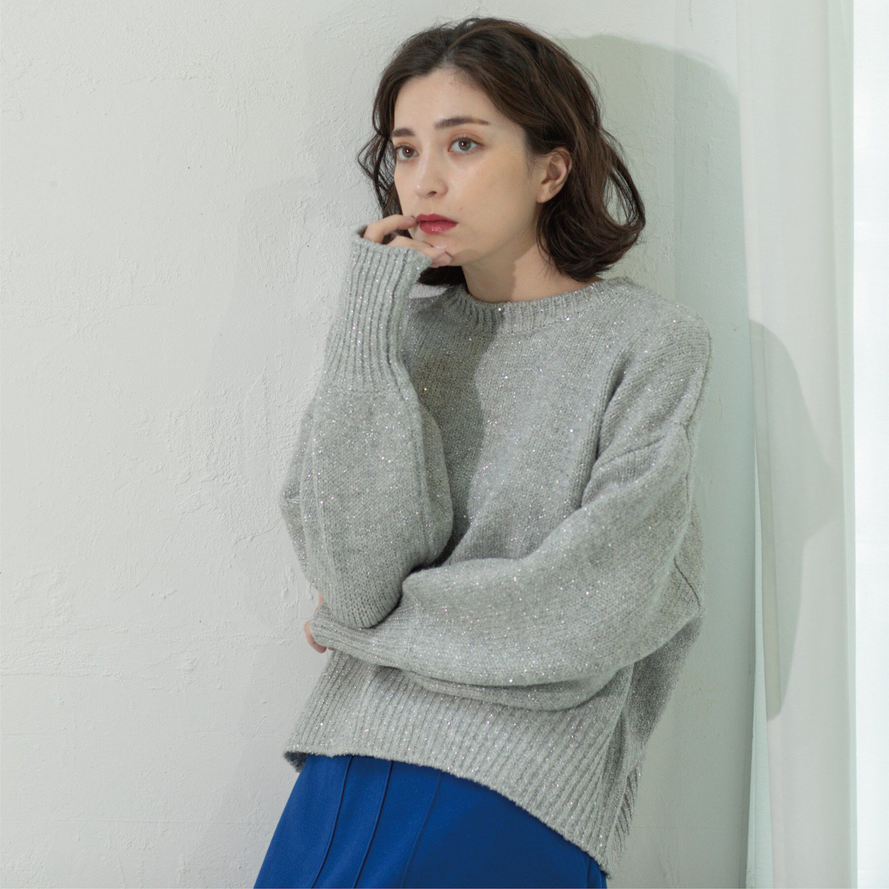 OPAQUE.CLIP「スパンコールラメニット【洗える】」|ニット・セーター|