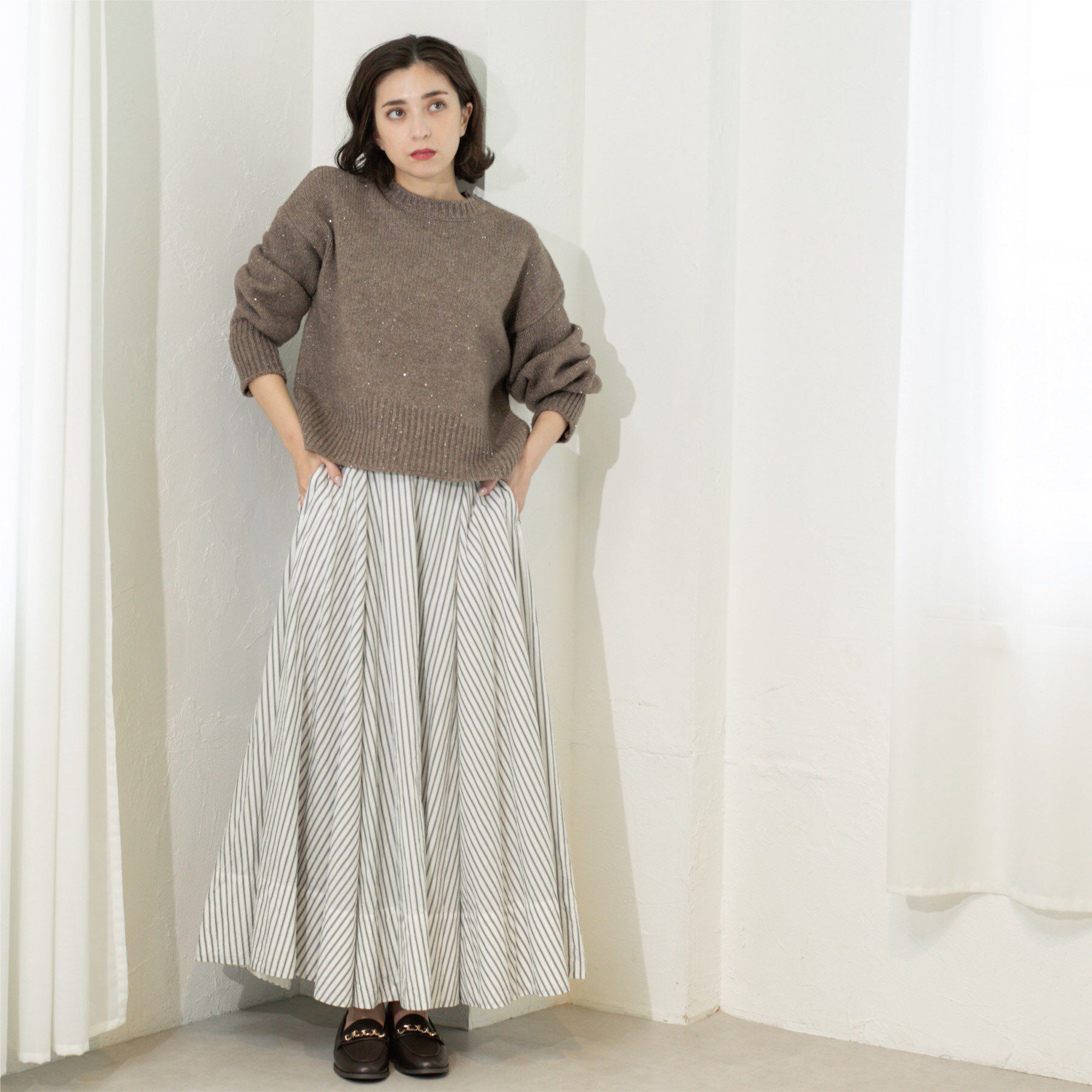 OPAQUE.CLIP「スパンコールラメニット【洗える】」|ニット・セーター|