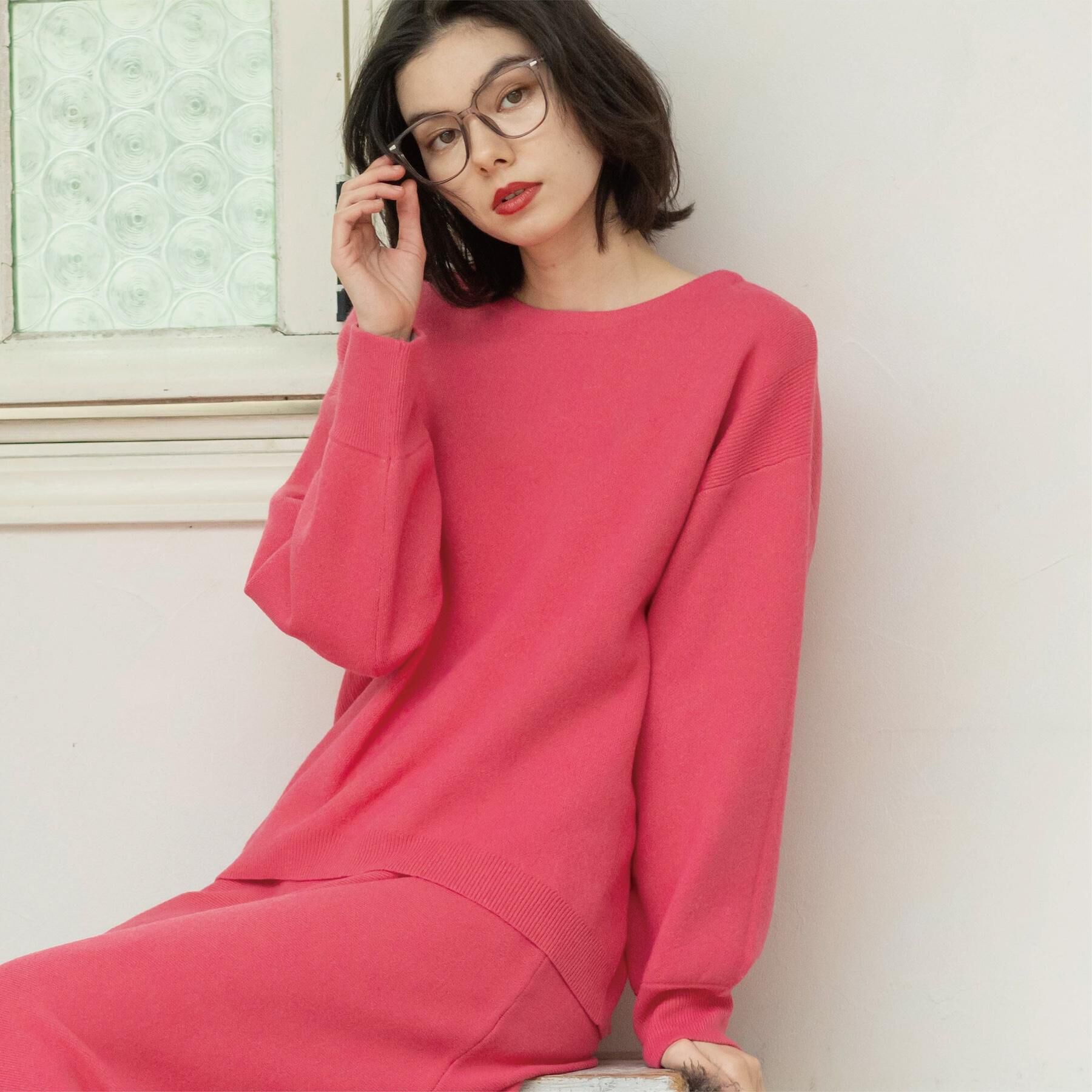 OPAQUE.CLIP「サイド編地切替ニットトップス/セットアップ対応【洗濯機OK】」|ニット・セーター|