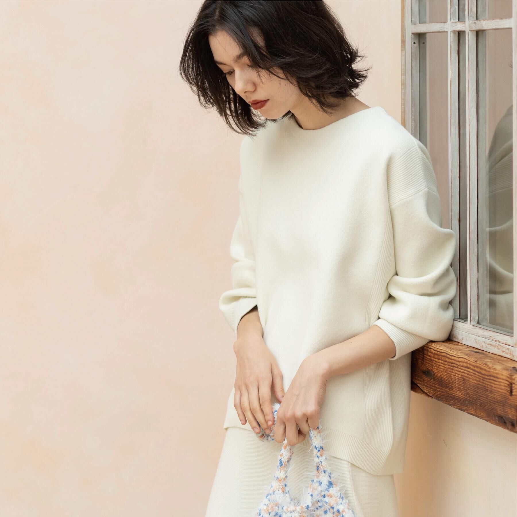 OPAQUE.CLIP「サイド編地切替ニットトップス/セットアップ対応【洗濯機OK】」|ニット・セーター|